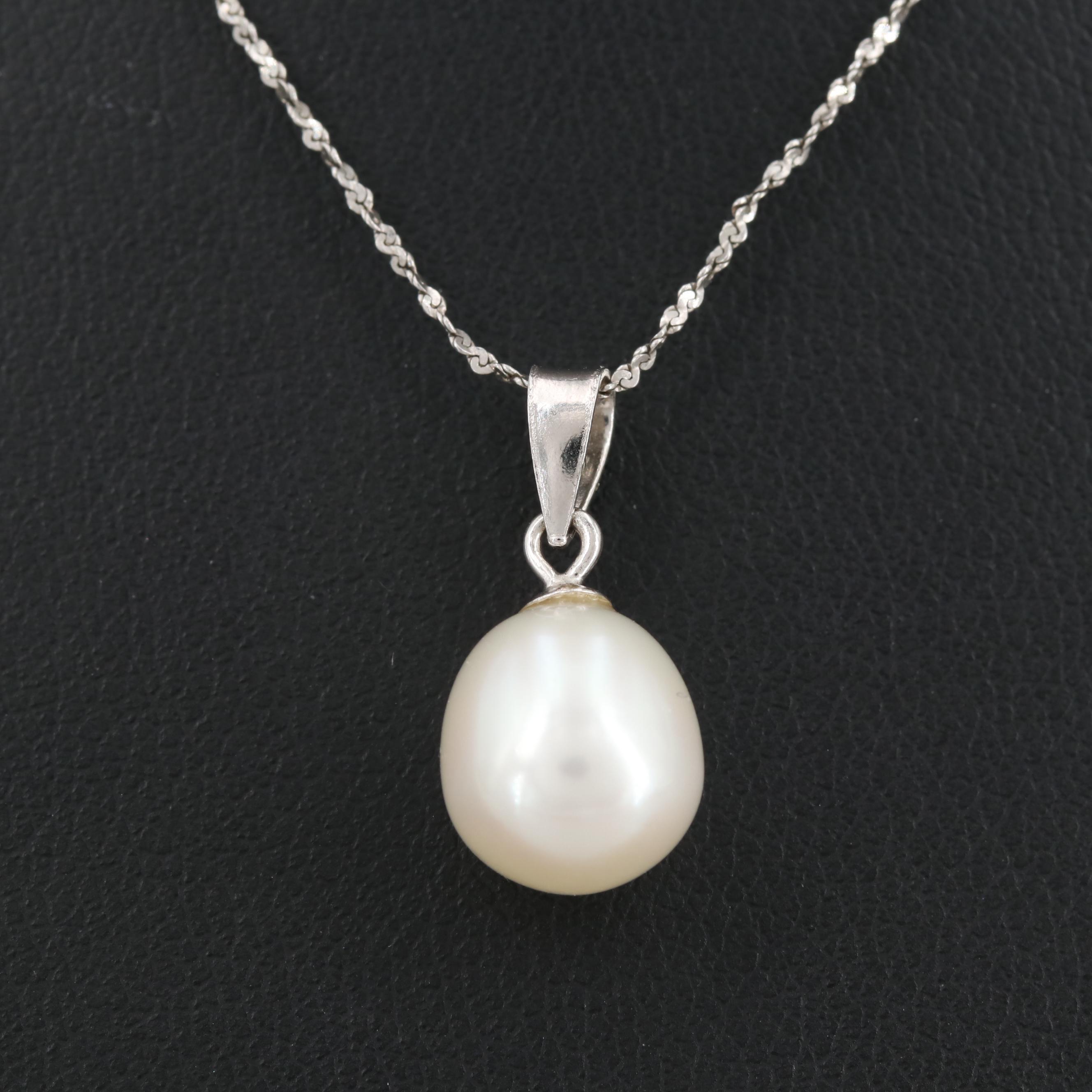 Sterling Silver Cultured Pearl Pendant Necklace