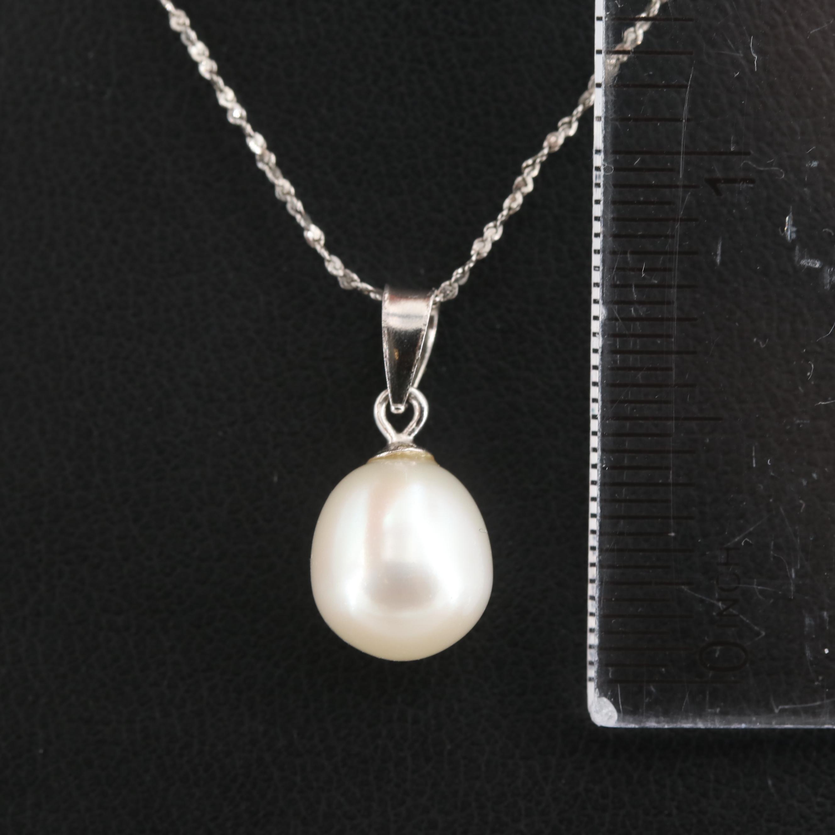 Sterling Silver Cultured Pearl Pendant Necklace