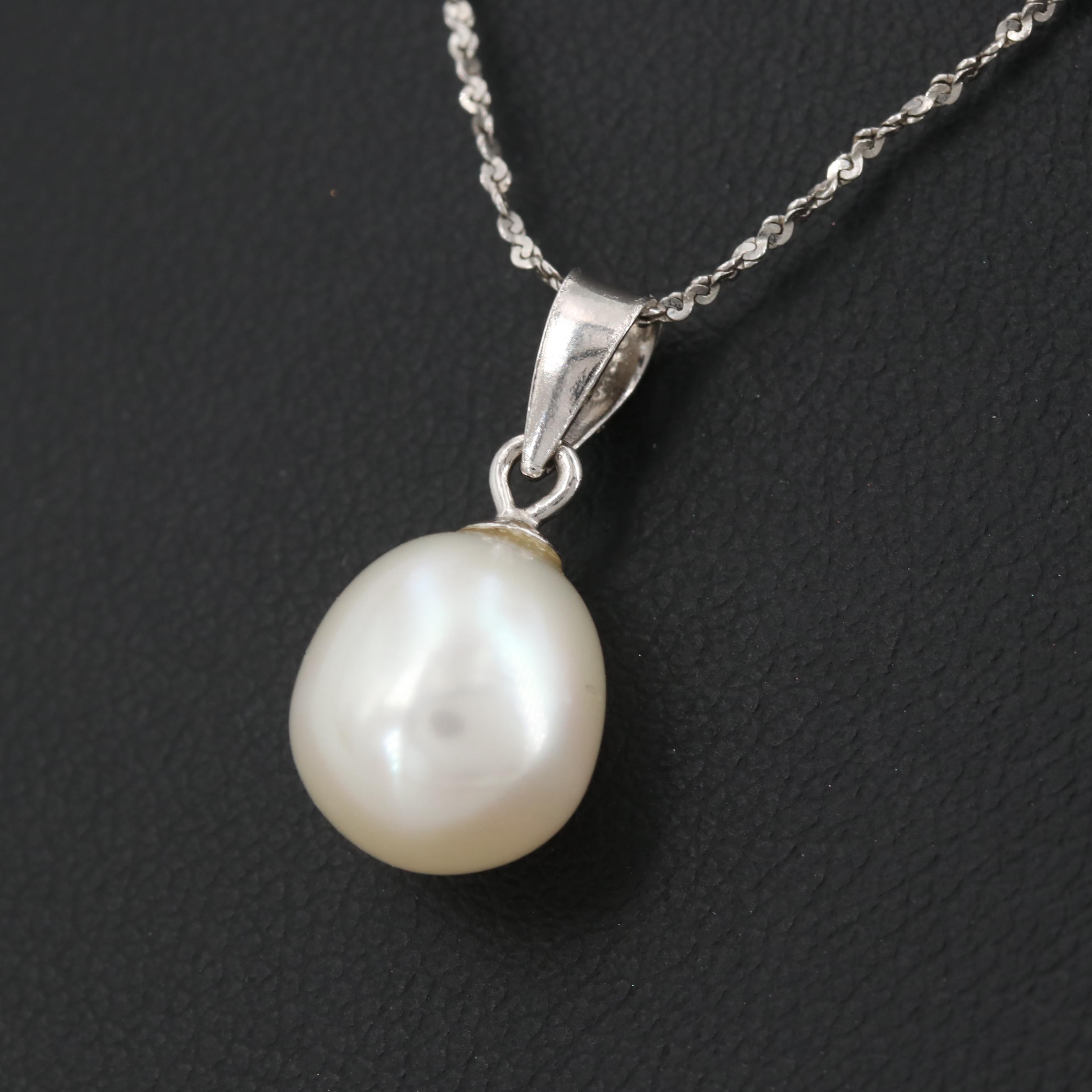Sterling Silver Cultured Pearl Pendant Necklace