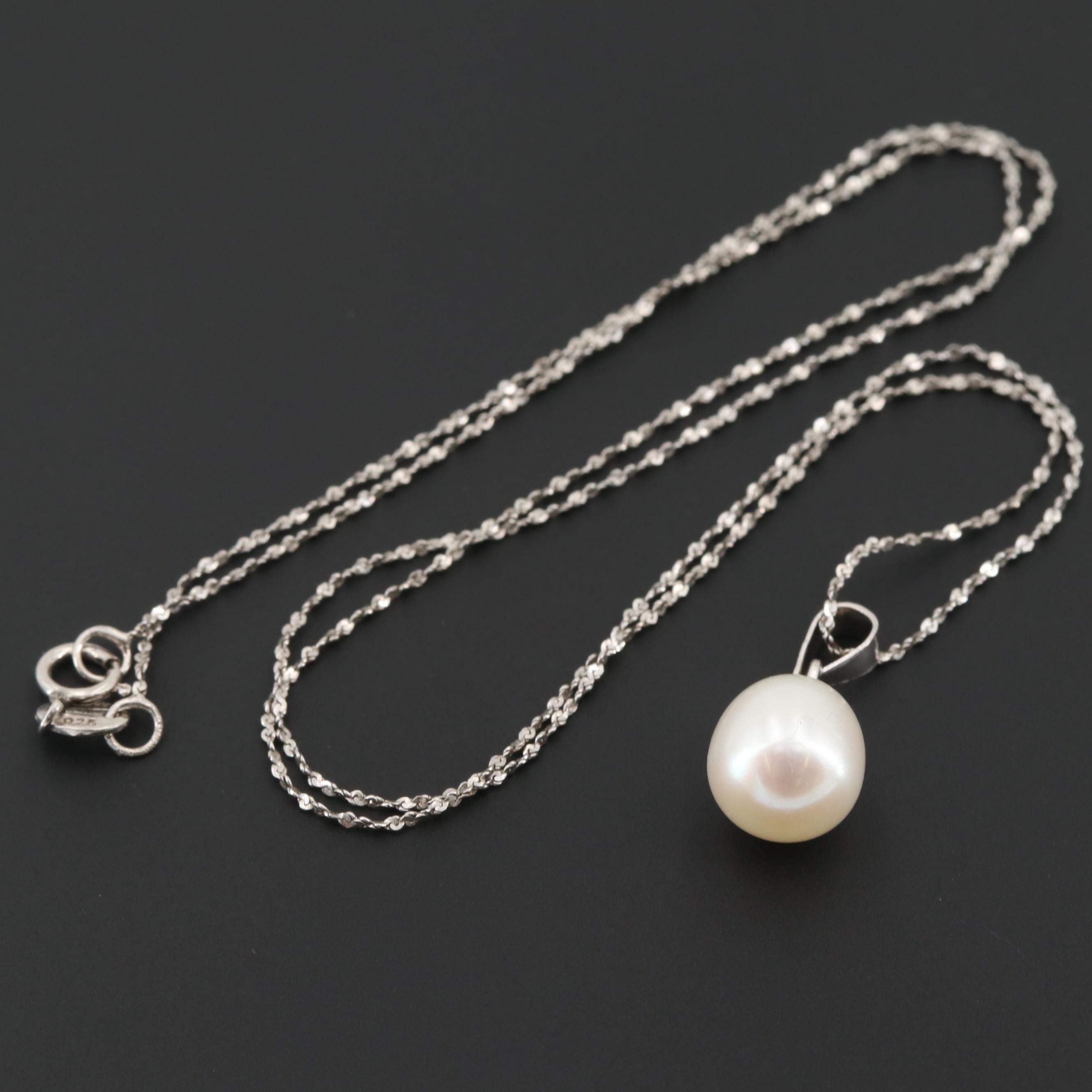 Sterling Silver Cultured Pearl Pendant Necklace