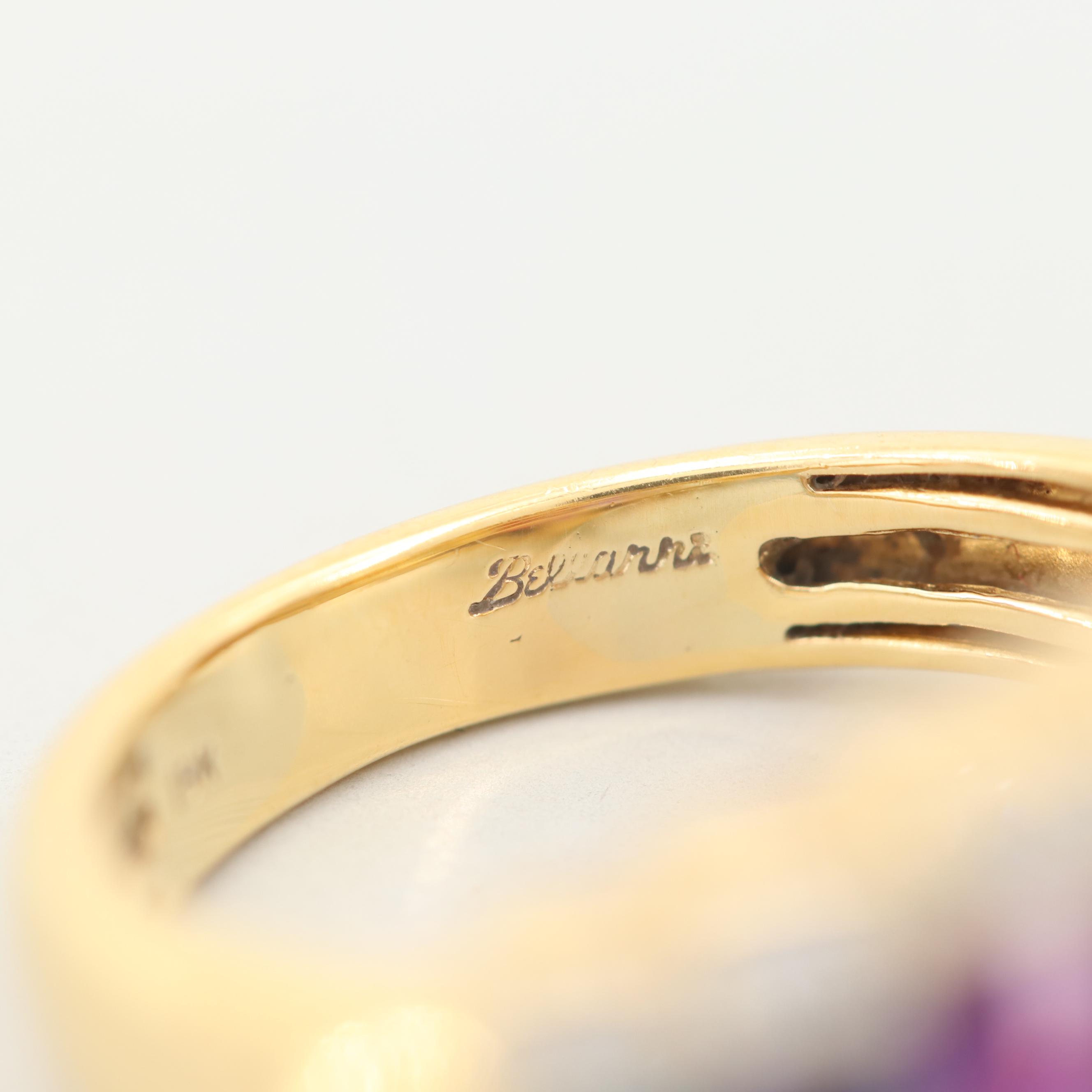 Bellarri 18K Yellow Gold Amethyst, Iolite, Garnet, Diamond and Gemstone Ring