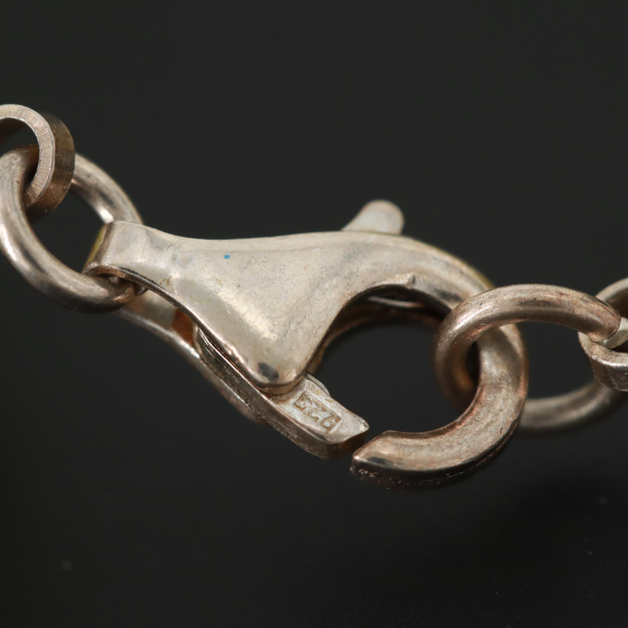 Sterling Silver Serpentine and Tiger's Eye Bead Bracelet