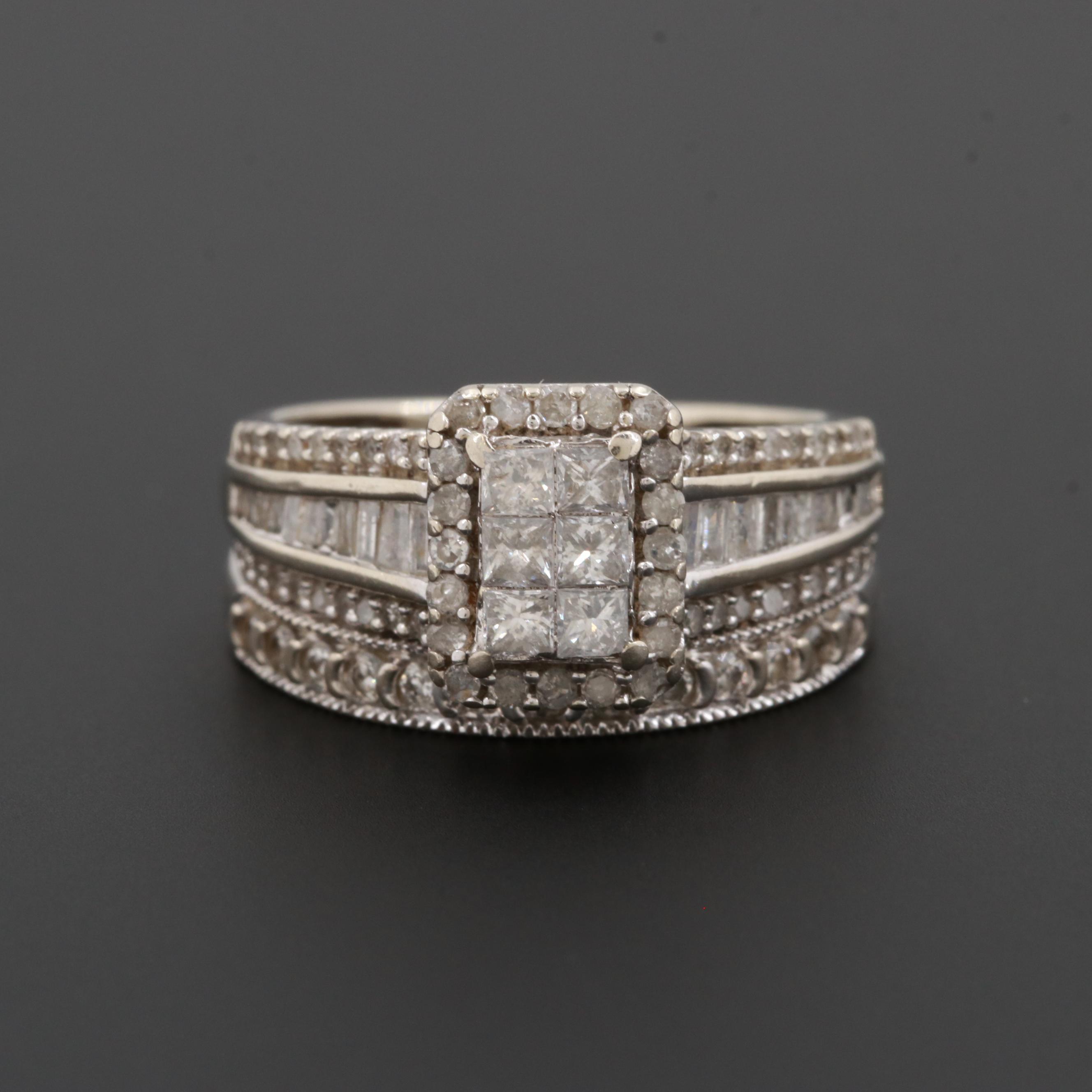 10K White Gold 1.05 CTW Diamond Ring