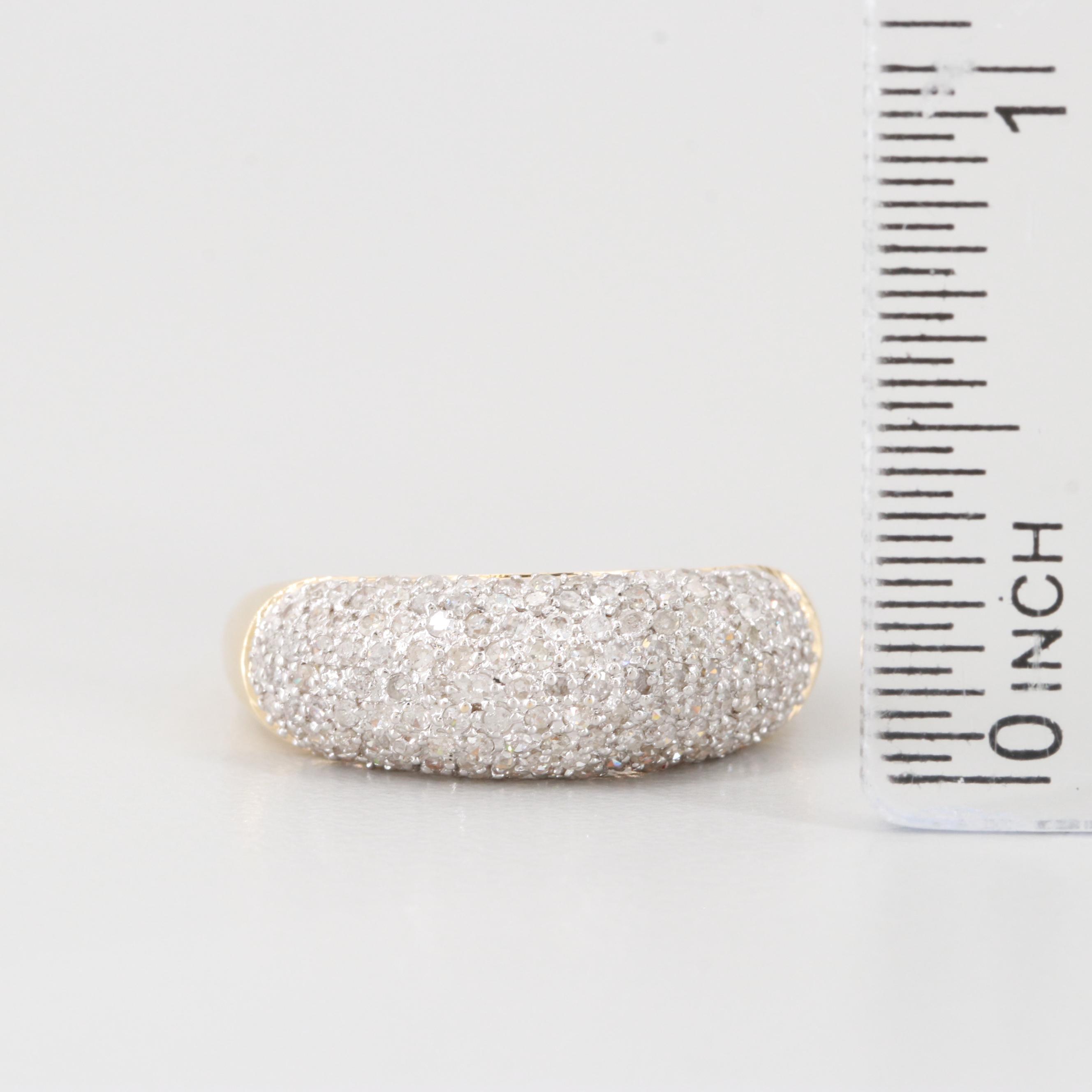 14K Yellow Gold 1.00 CTW Diamond Bombé Ring