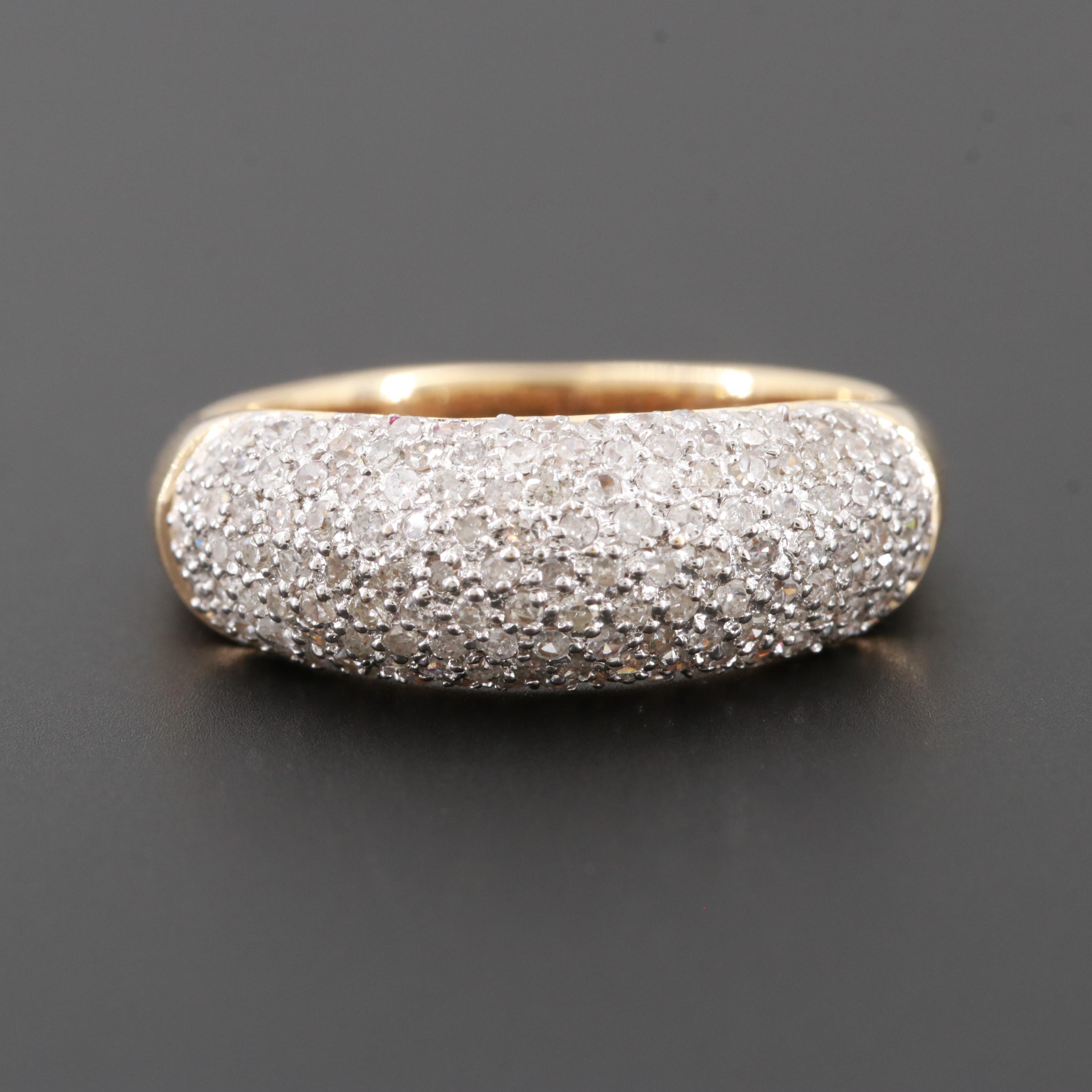 14K Yellow Gold 1.00 CTW Diamond Bombé Ring