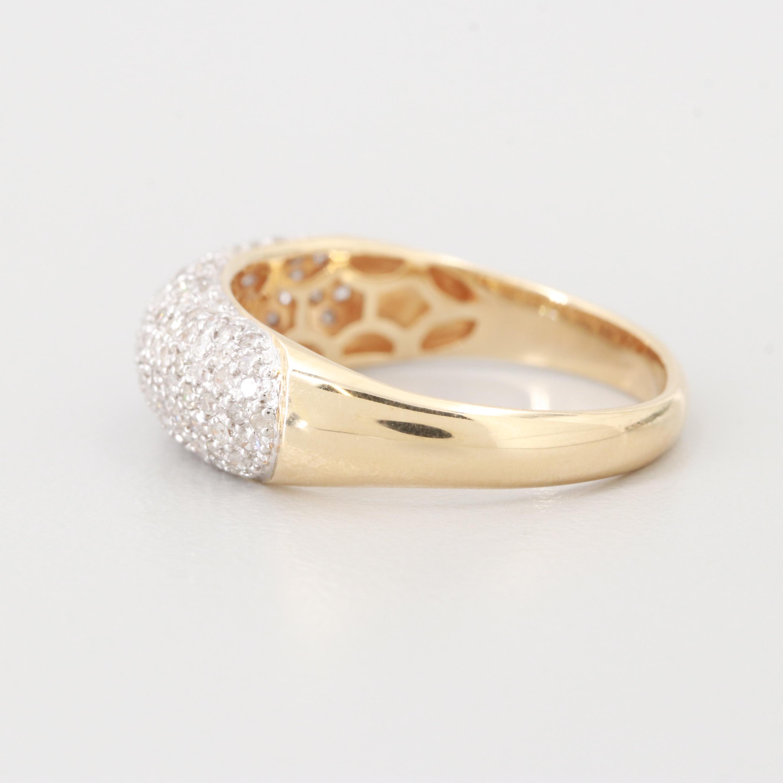 14K Yellow Gold 1.00 CTW Diamond Bombé Ring