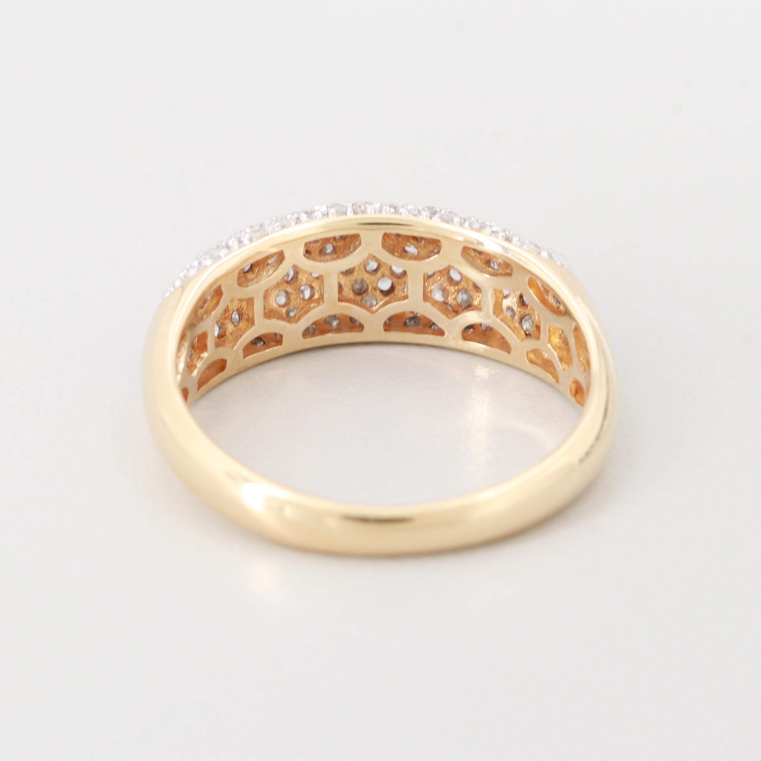 14K Yellow Gold 1.00 CTW Diamond Bombé Ring