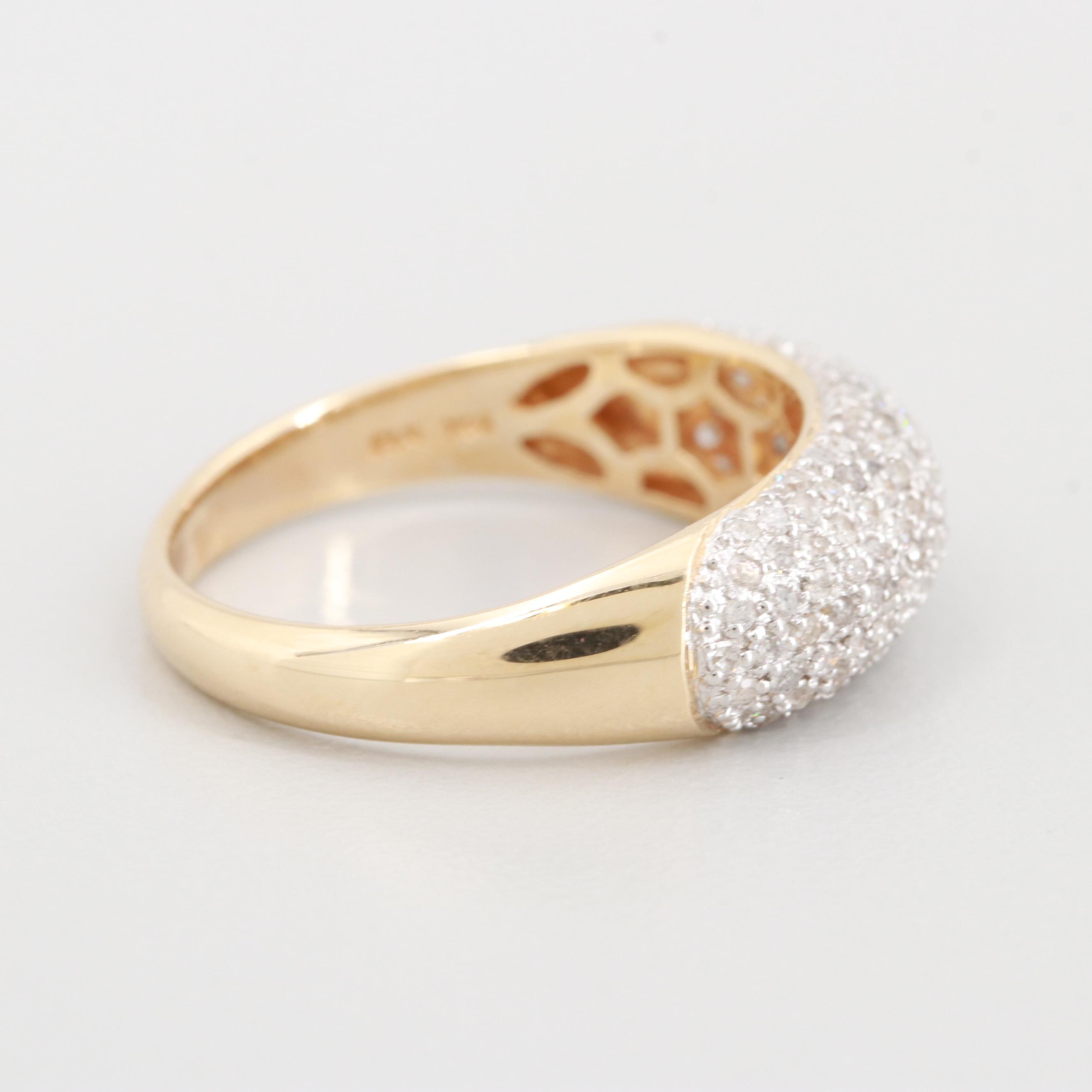 14K Yellow Gold 1.00 CTW Diamond Bombé Ring