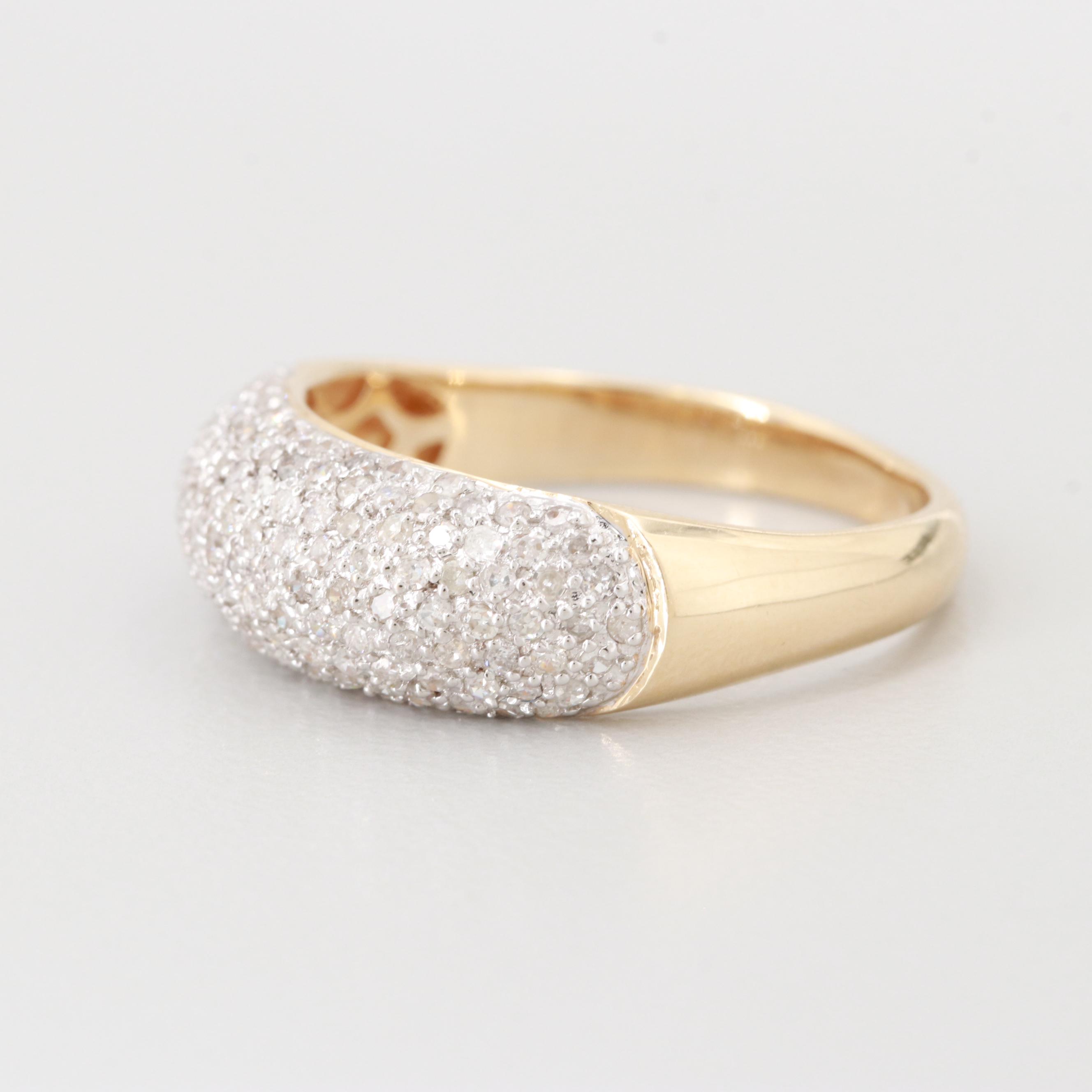 14K Yellow Gold 1.00 CTW Diamond Bombé Ring