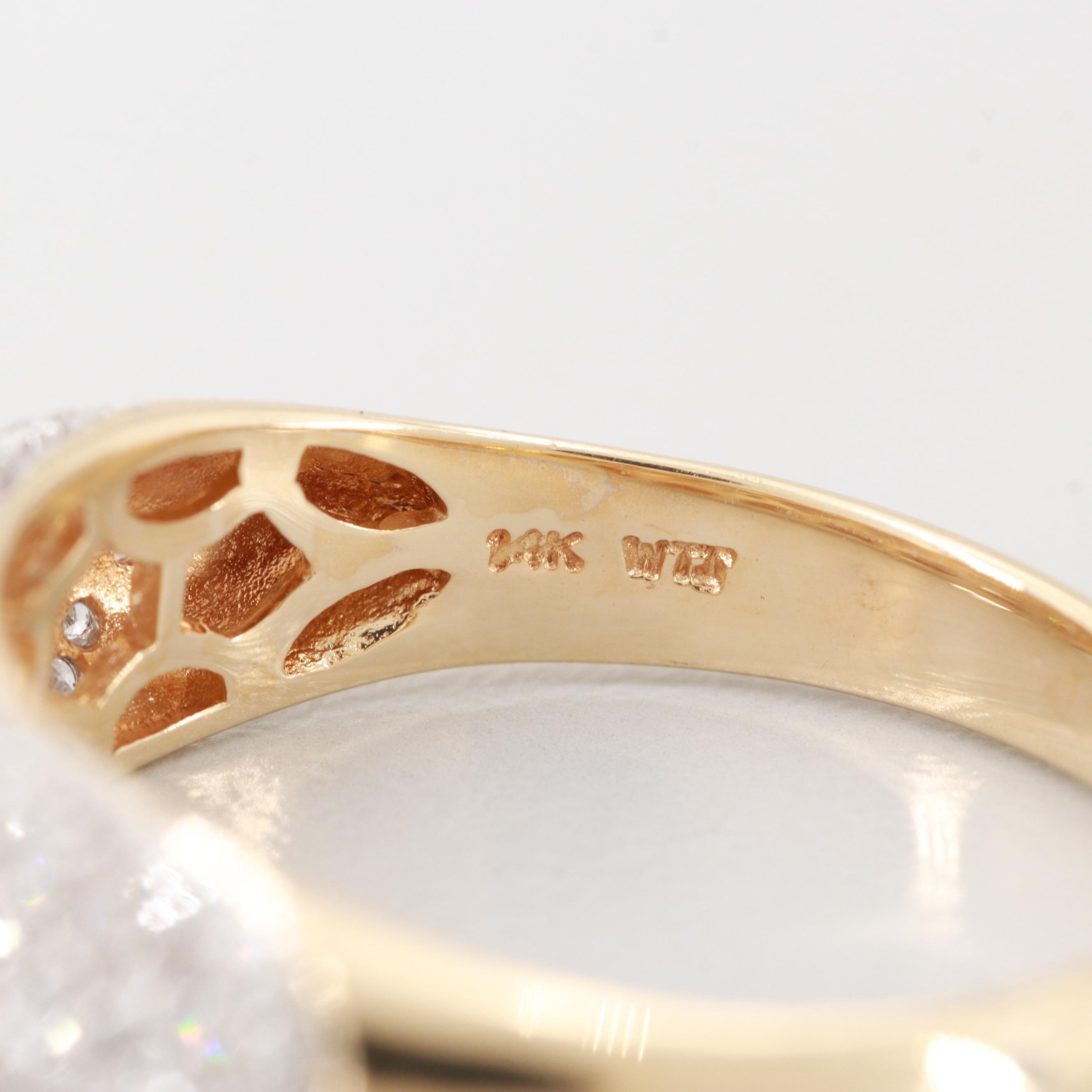 14K Yellow Gold 1.00 CTW Diamond Bombé Ring