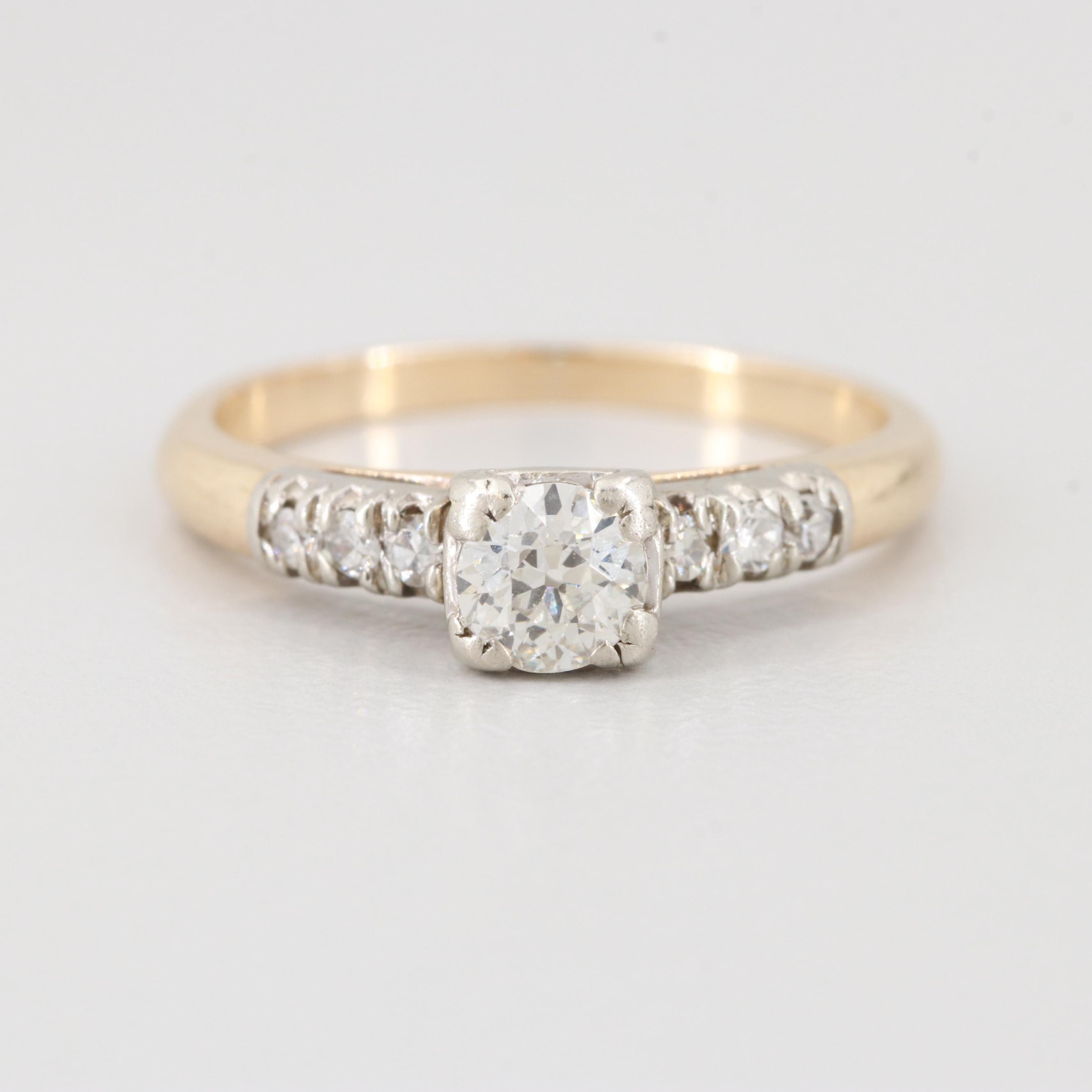 Circa 1930s 14K Yellow Gold Diamond Ring