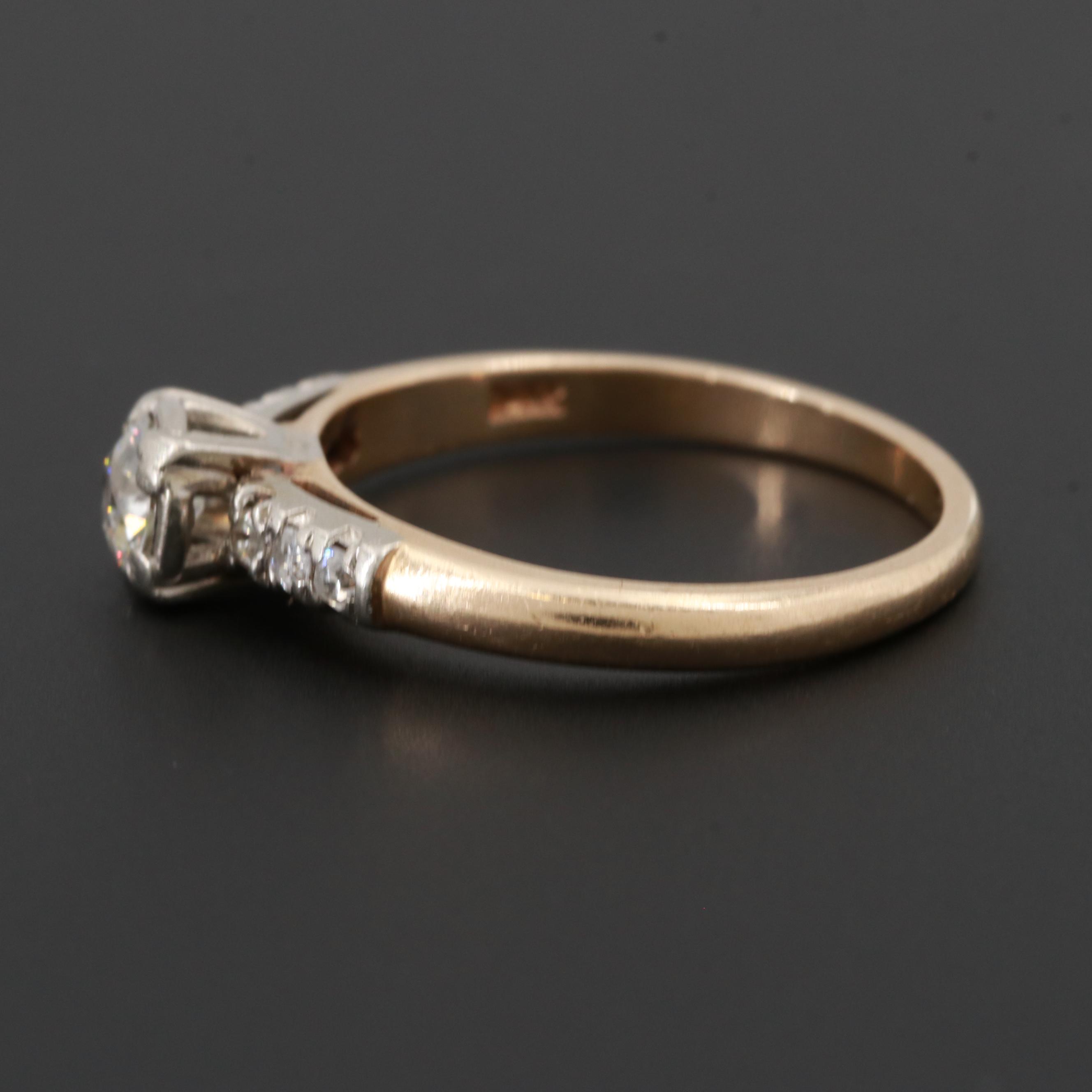 Circa 1930s 14K Yellow Gold Diamond Ring