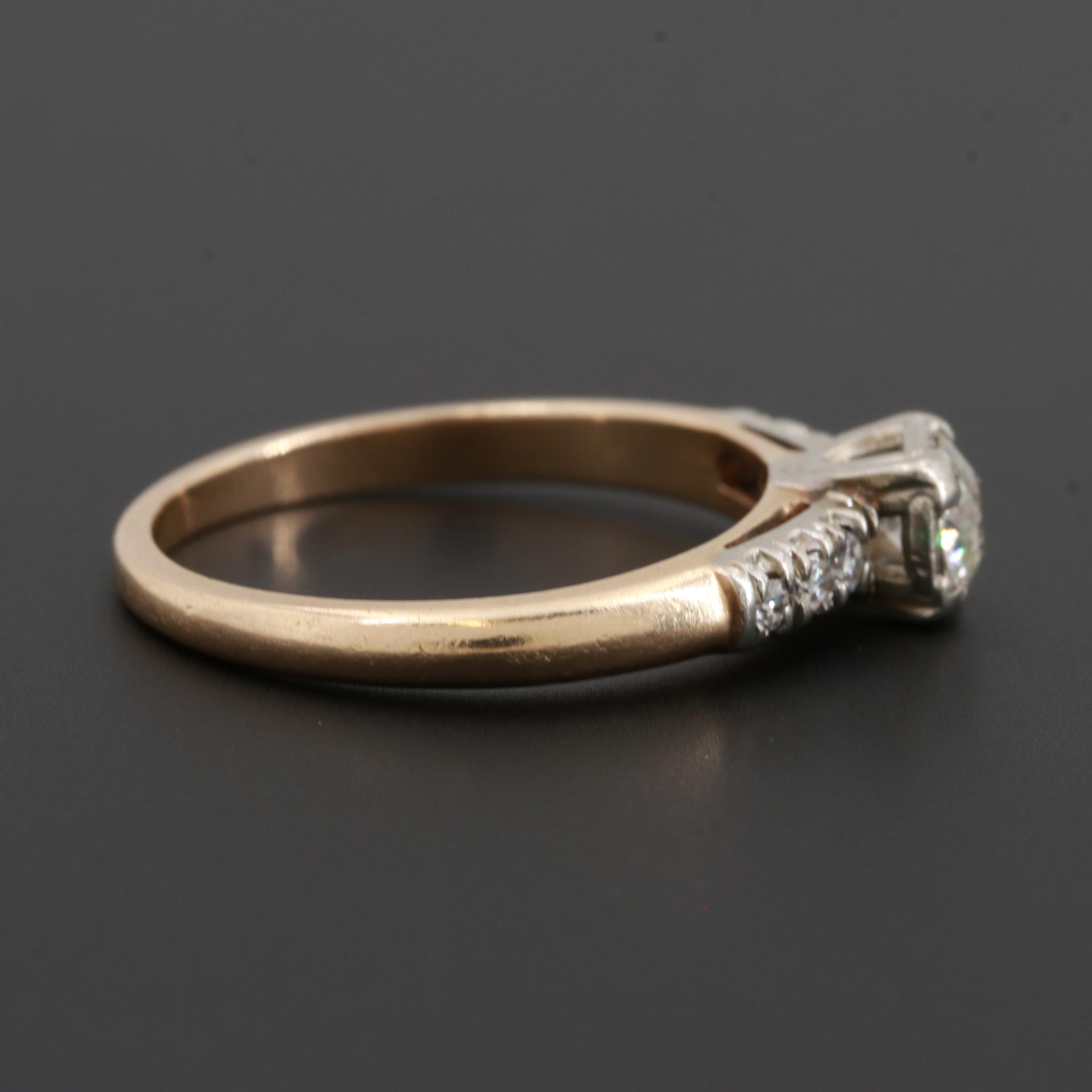 Circa 1930s 14K Yellow Gold Diamond Ring