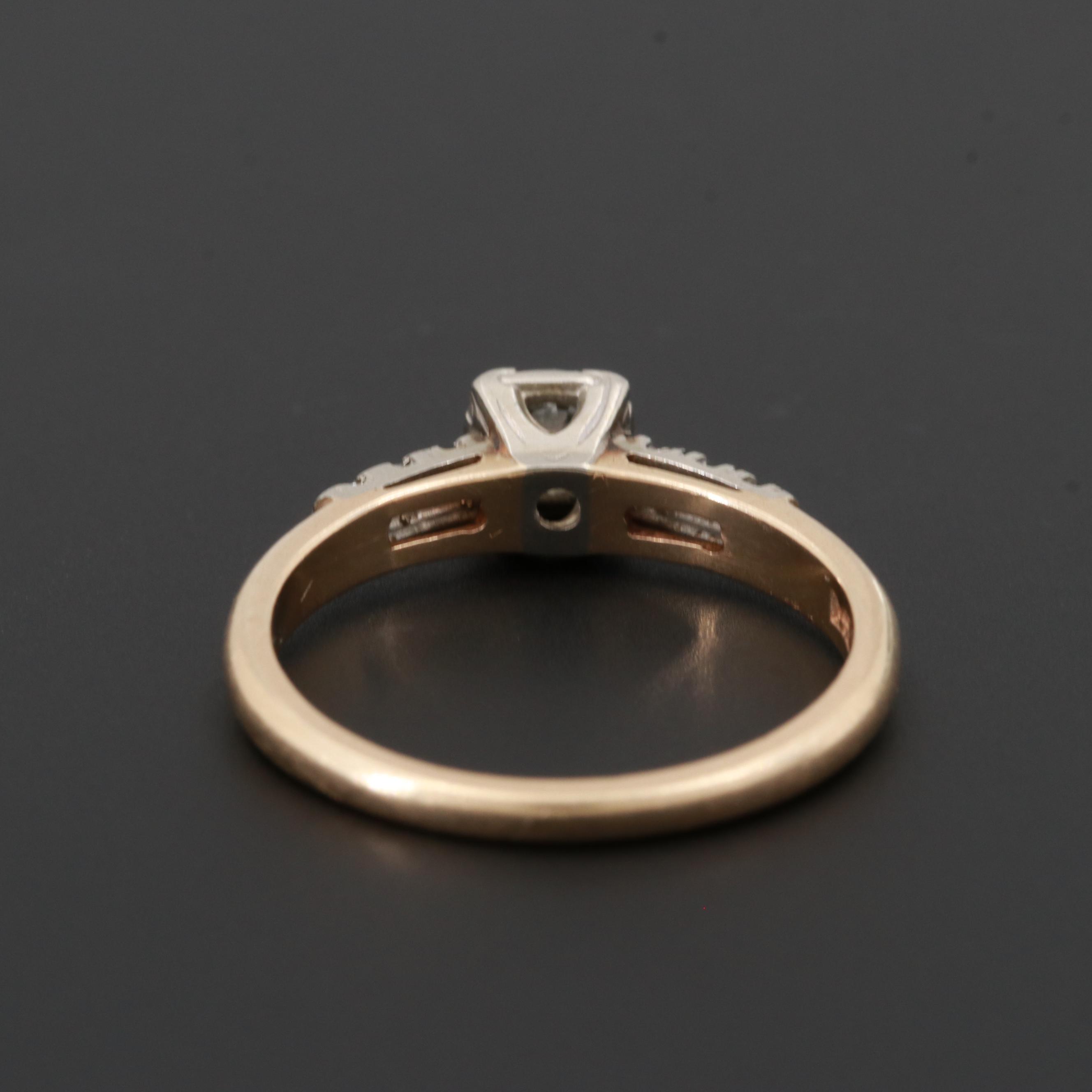 Circa 1930s 14K Yellow Gold Diamond Ring