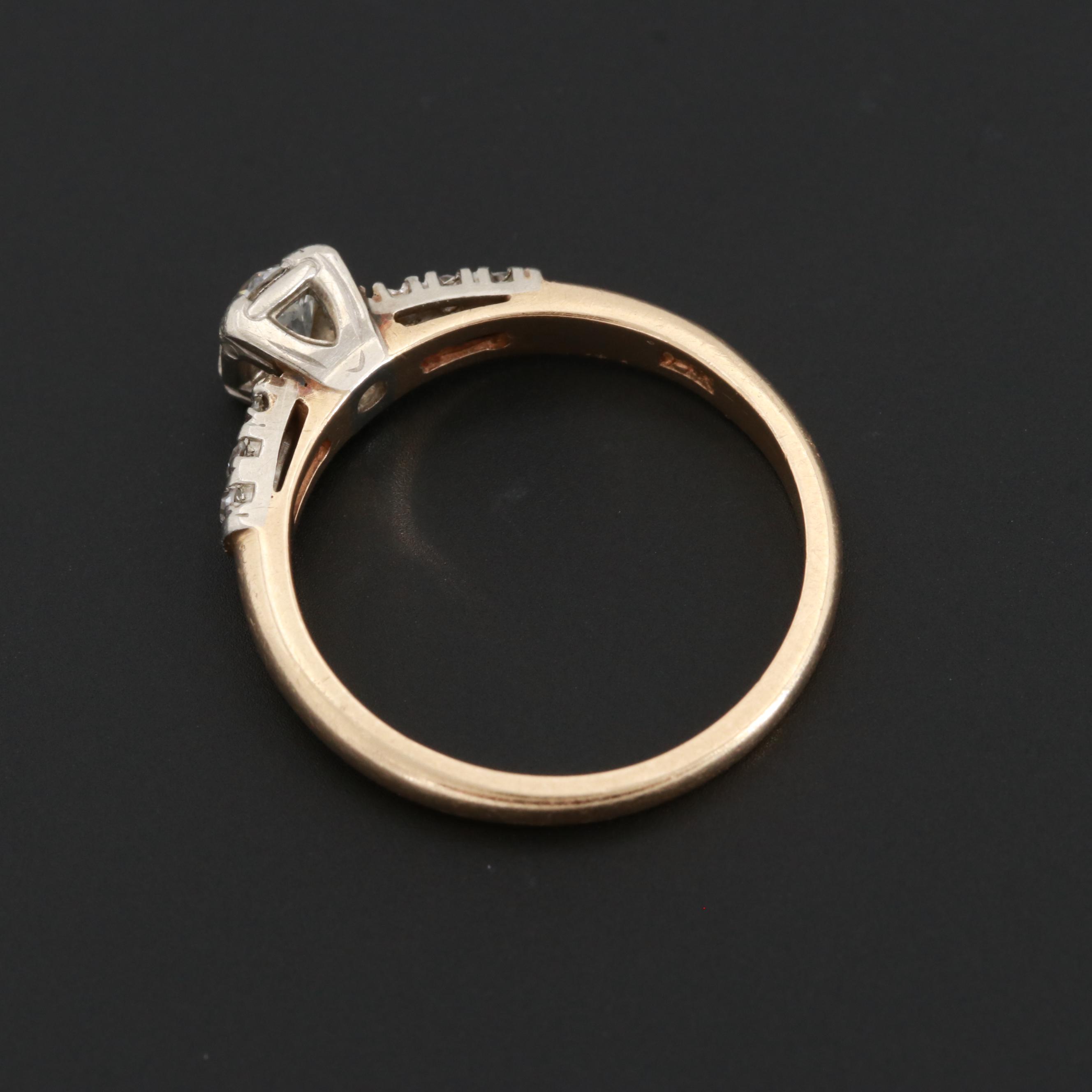 Circa 1930s 14K Yellow Gold Diamond Ring