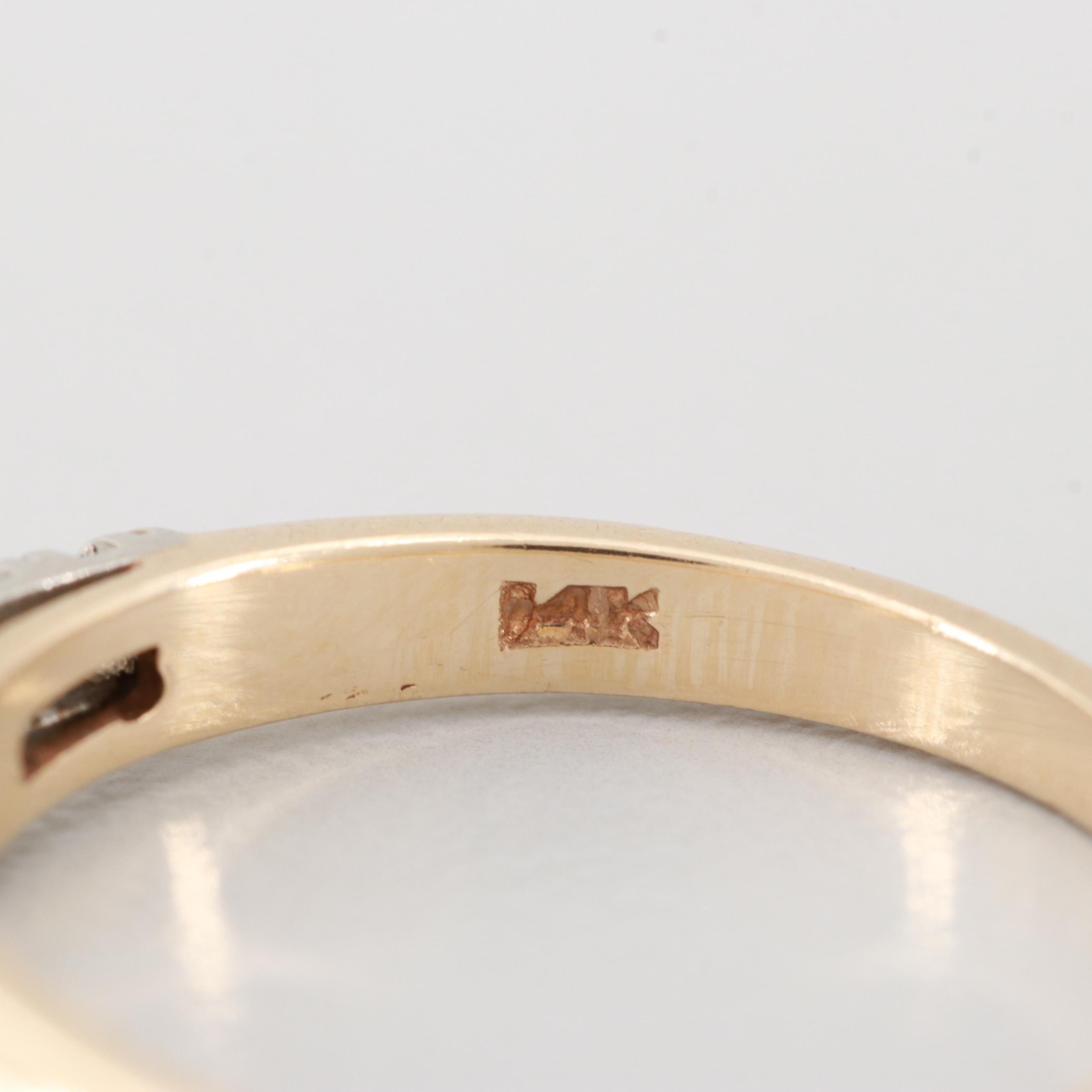 Circa 1930s 14K Yellow Gold Diamond Ring