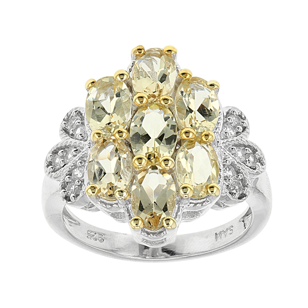 Sterling Silver Beryl and Zircon Ring