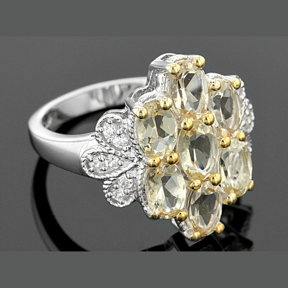 Sterling Silver Beryl and Zircon Ring