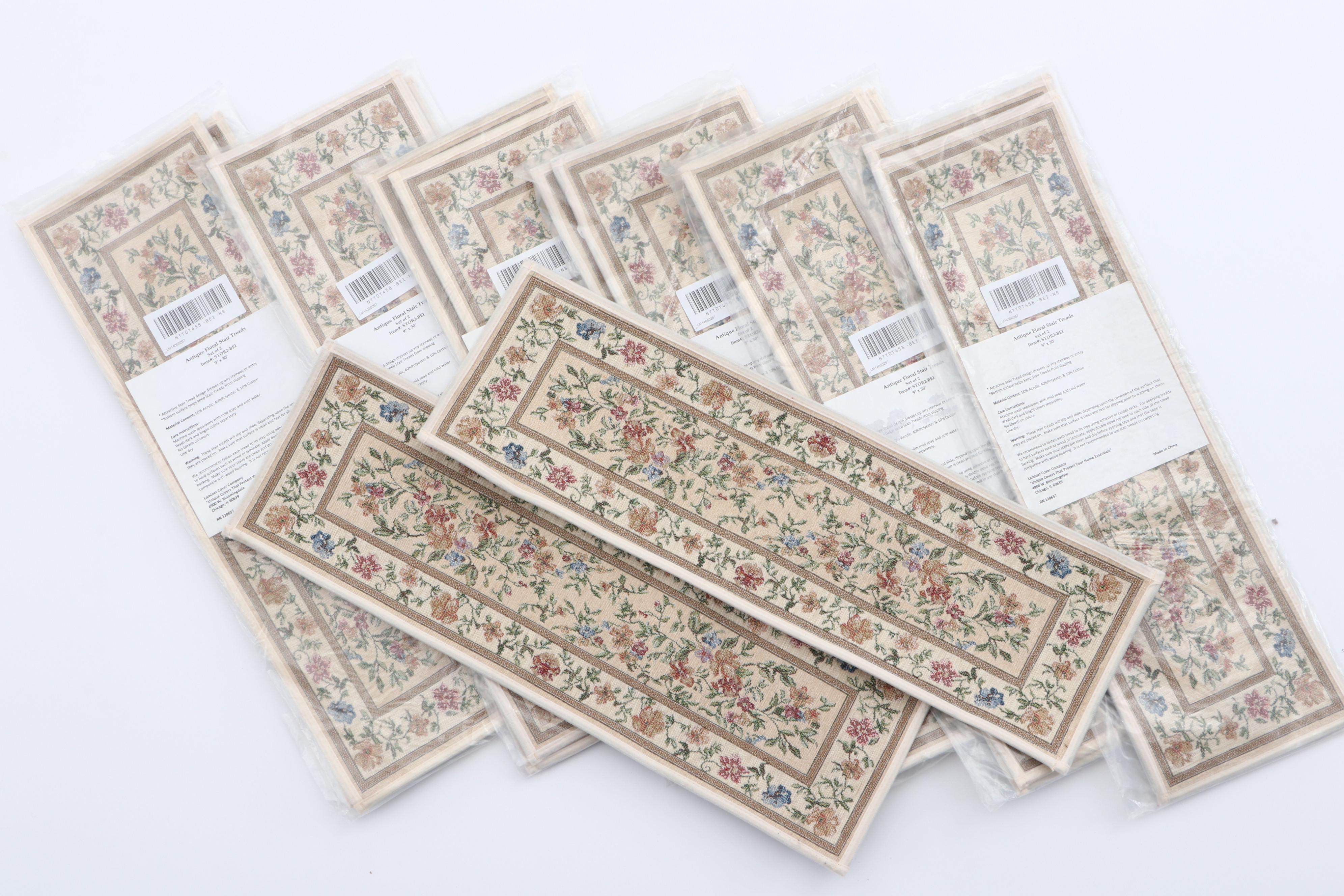 Machine Made "Antique Floral" Carpet Stair Treads