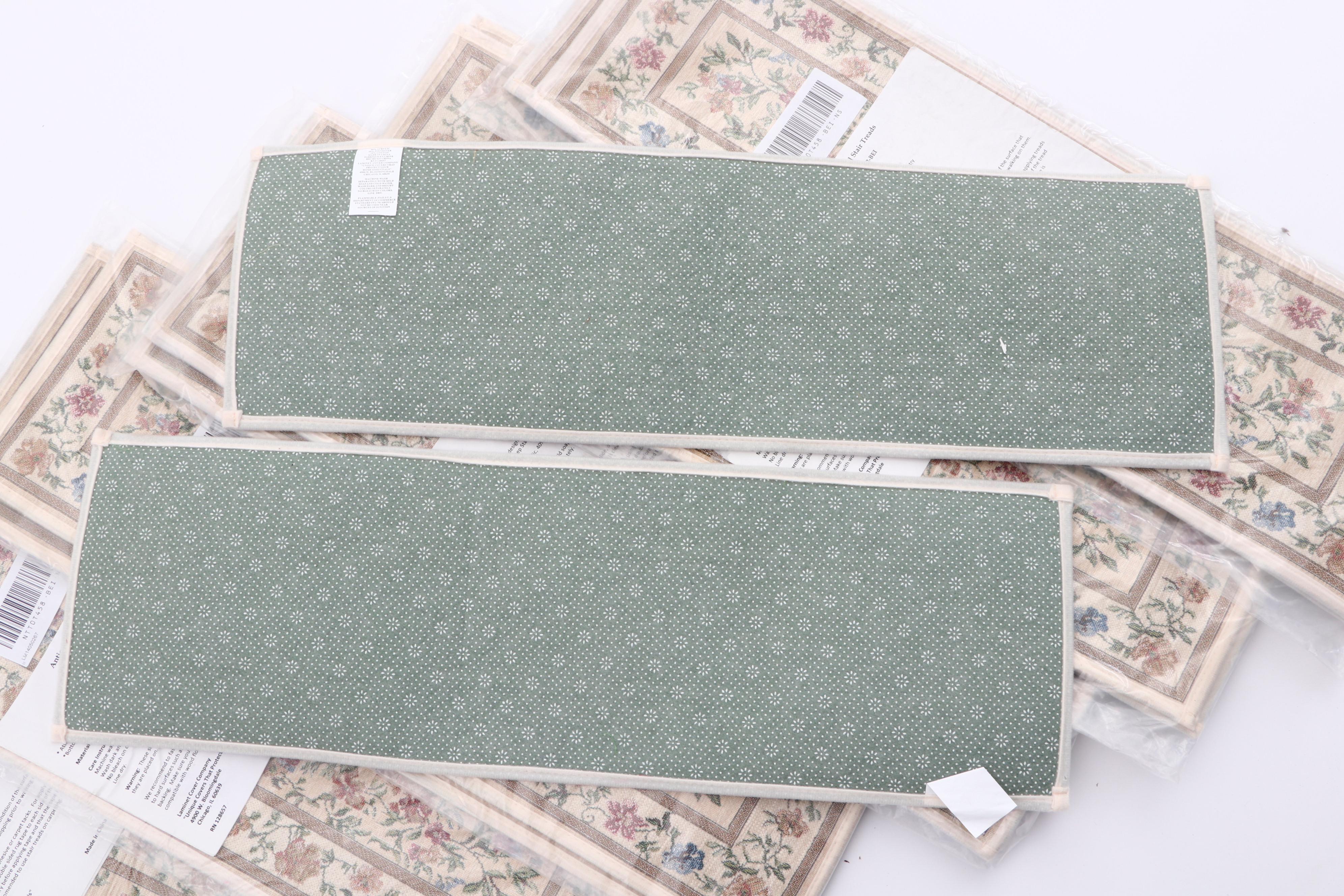 Machine Made "Antique Floral" Carpet Stair Treads