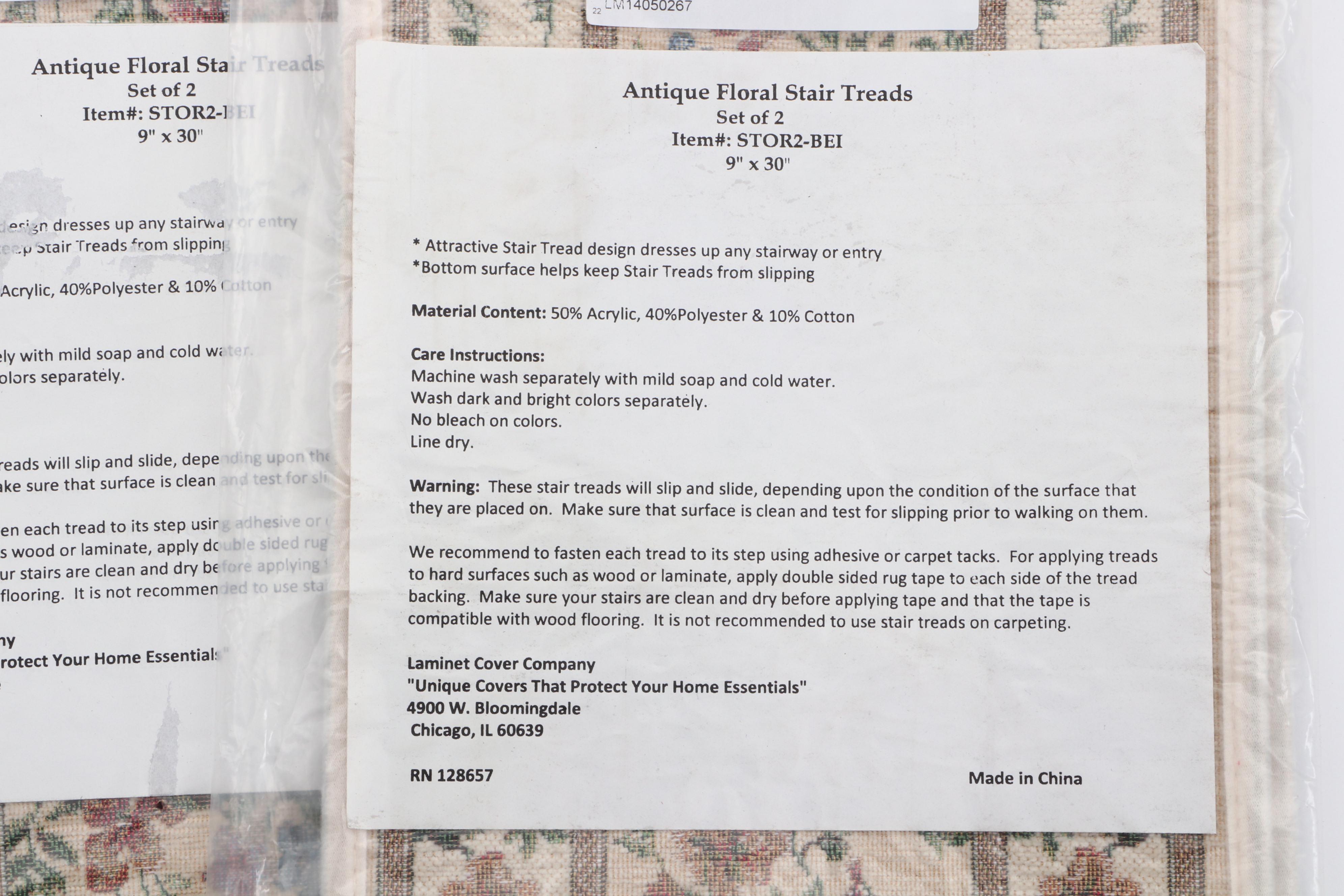 Machine Made "Antique Floral" Carpet Stair Treads