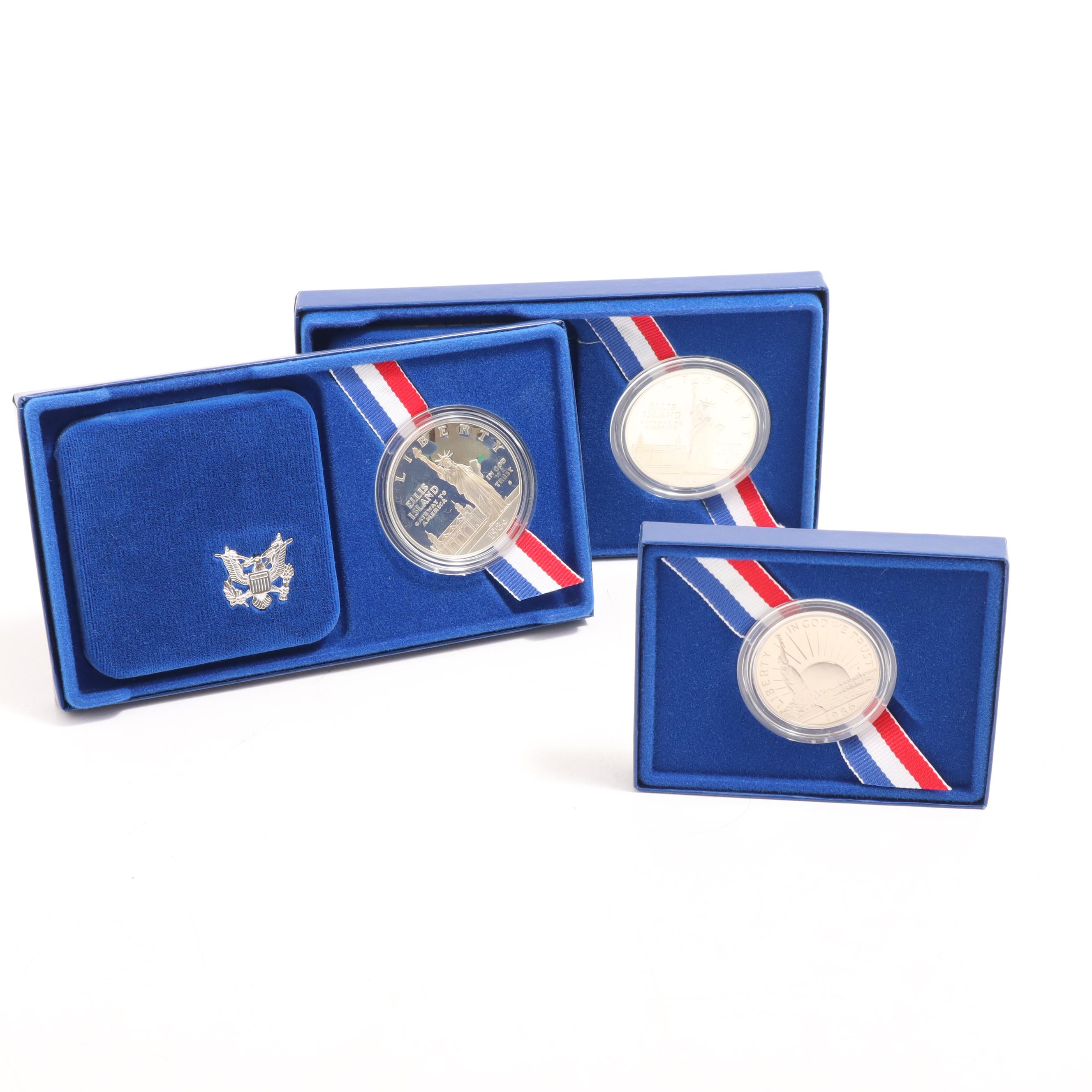 1986-S Silver Proof Dollar Coins and Half Dollar Coin
