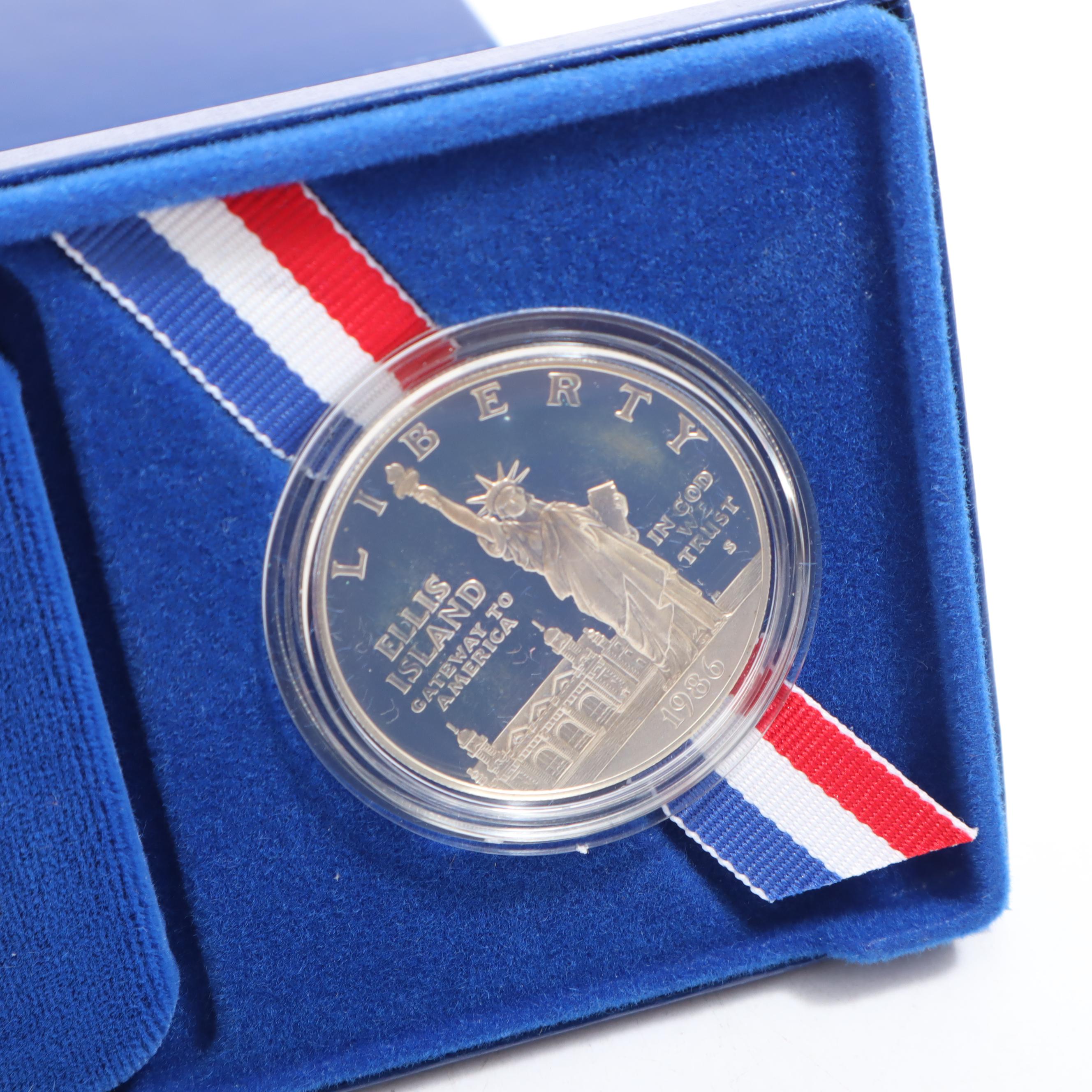 1986-S Silver Proof Dollar Coins and Half Dollar Coin
