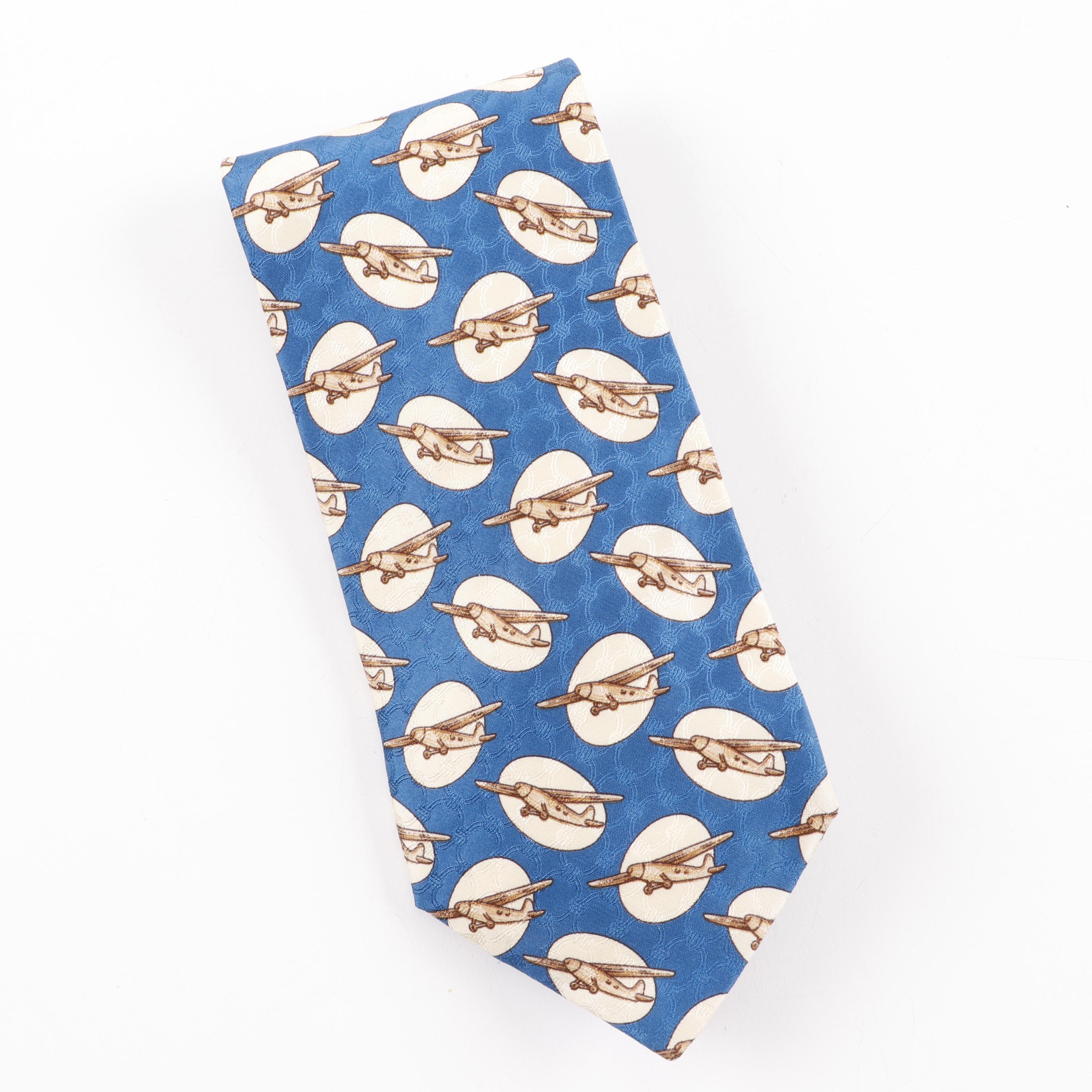 Christian Dior, Pierre Cardin and Rivetz of Boston Silk Aviation Motif Neckties