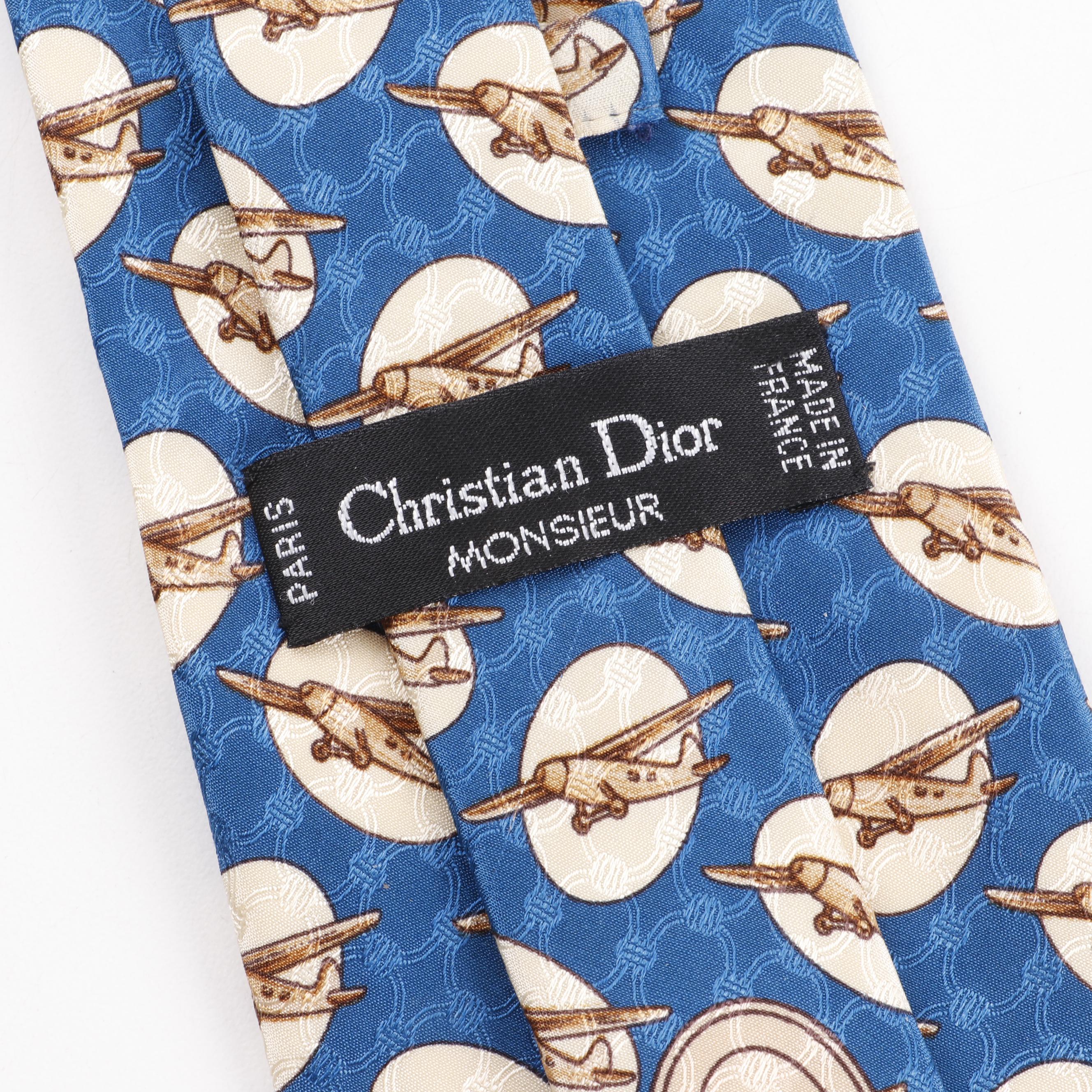 Christian Dior, Pierre Cardin and Rivetz of Boston Silk Aviation Motif Neckties