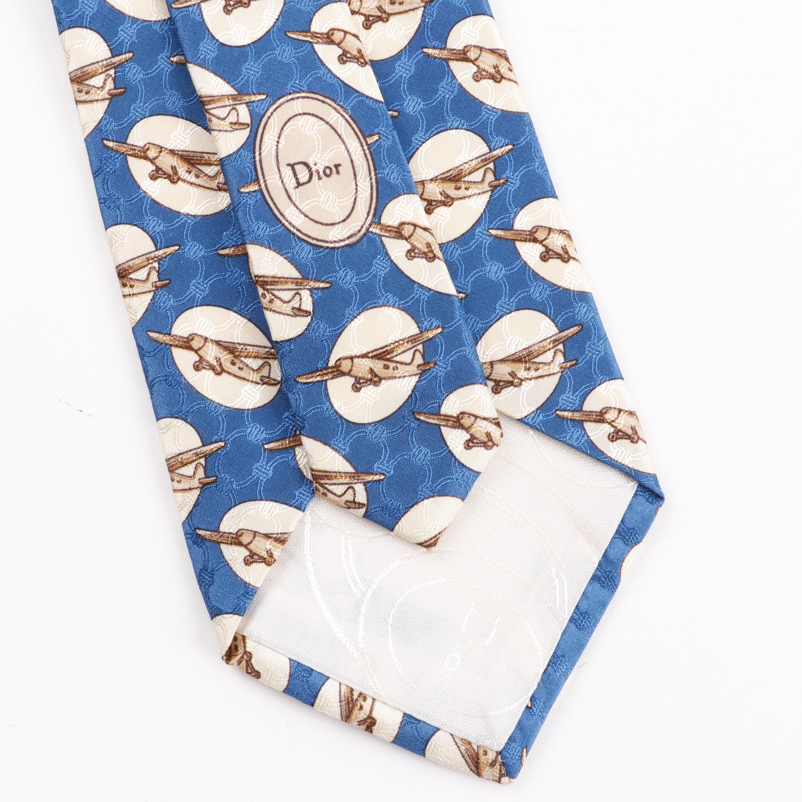 Christian Dior, Pierre Cardin and Rivetz of Boston Silk Aviation Motif Neckties
