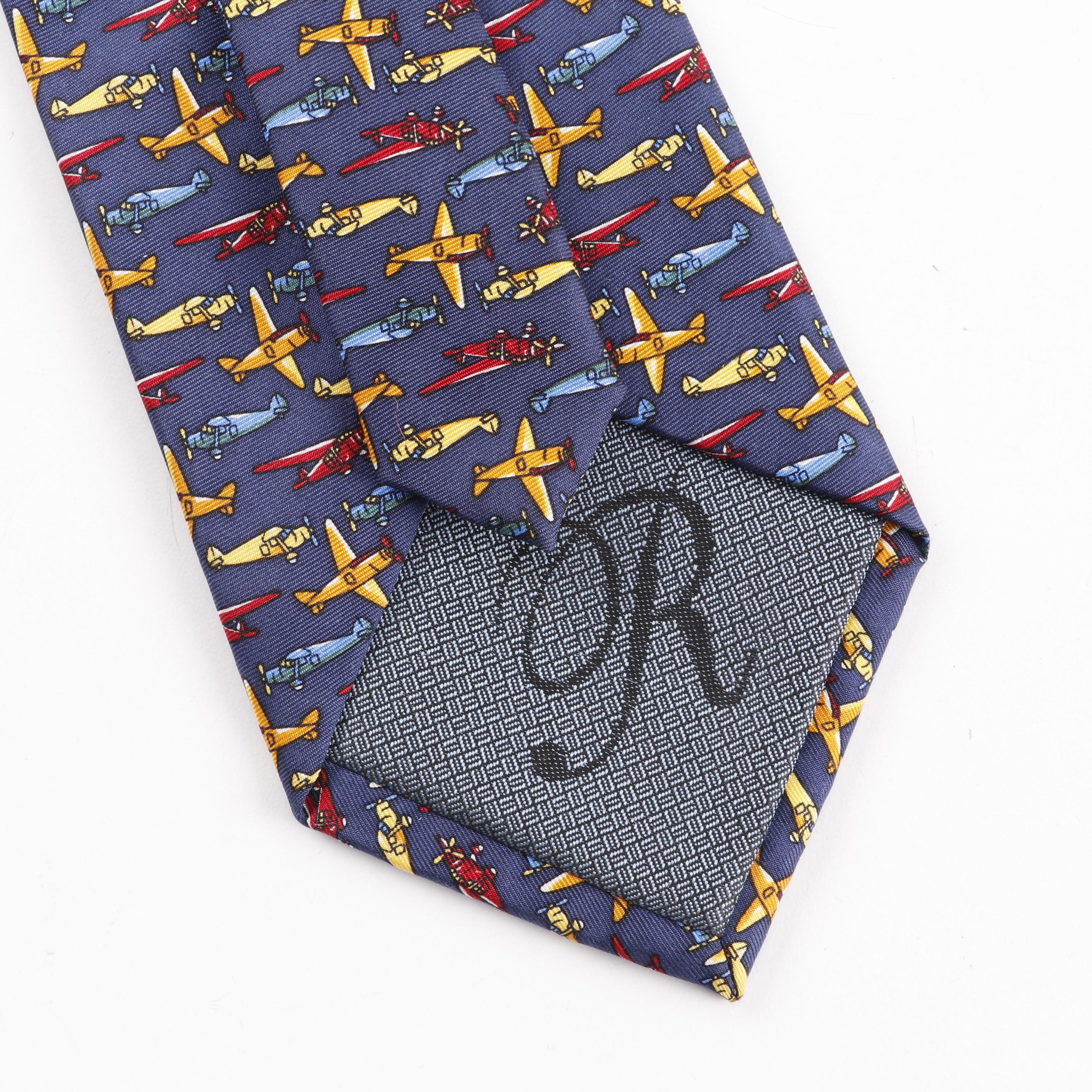 Christian Dior, Pierre Cardin and Rivetz of Boston Silk Aviation Motif Neckties