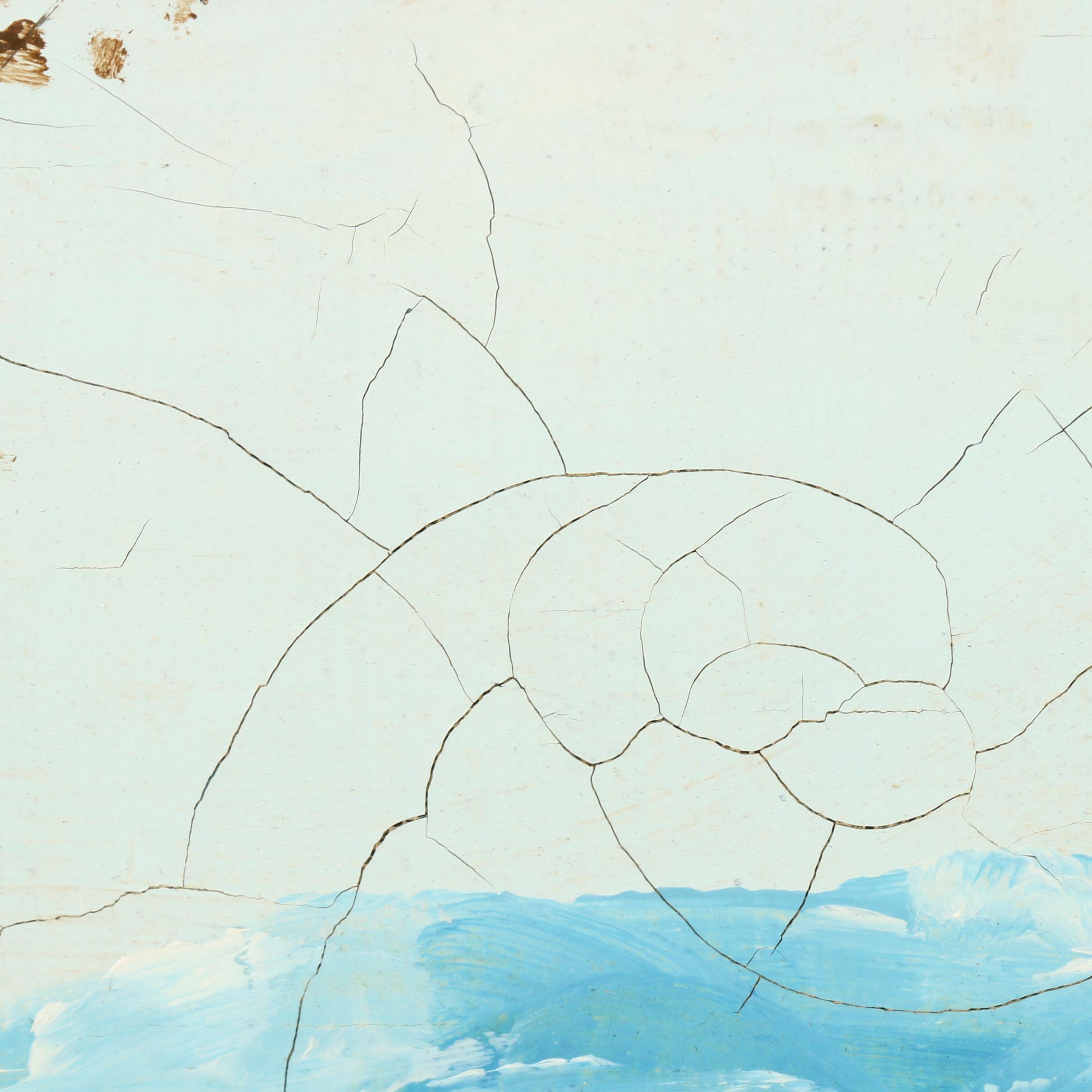 J. Busquets Oil Painting of Cabin in Winter Landscape