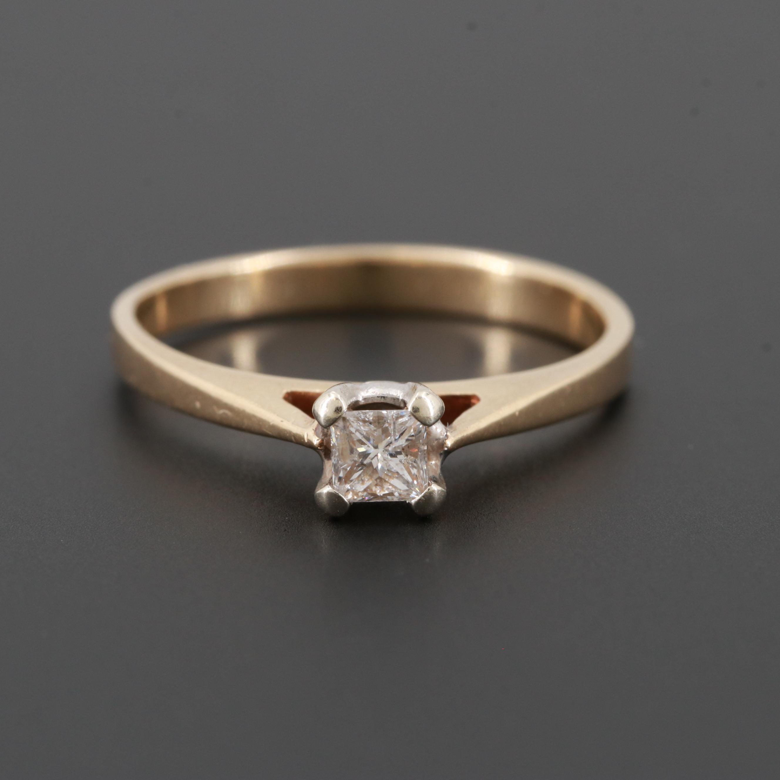 10K Yellow Gold Diamond Solitaire Ring