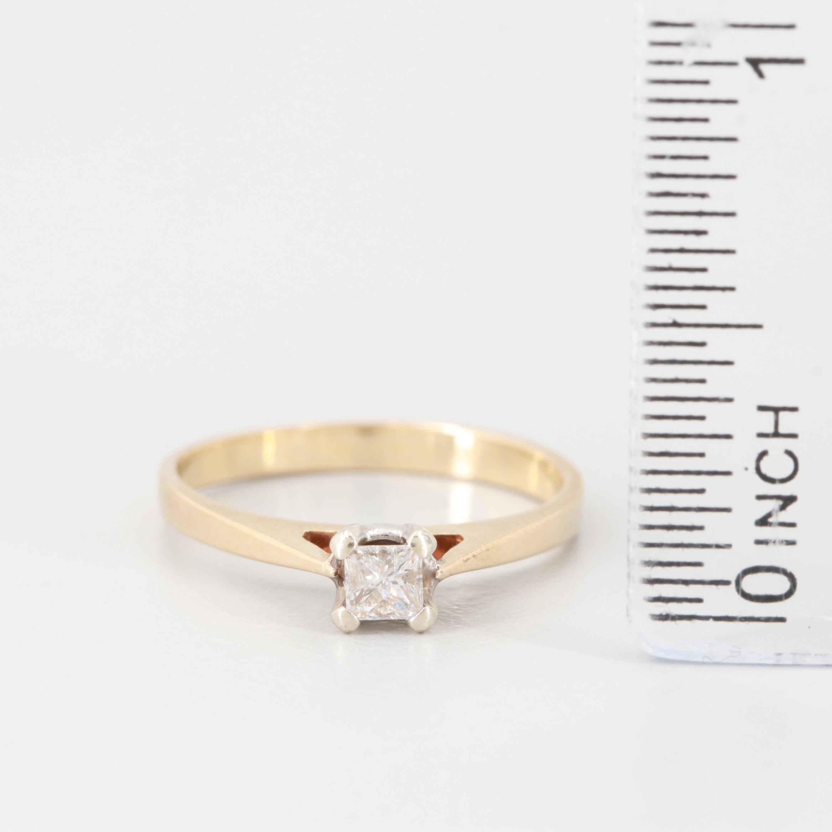 10K Yellow Gold Diamond Solitaire Ring