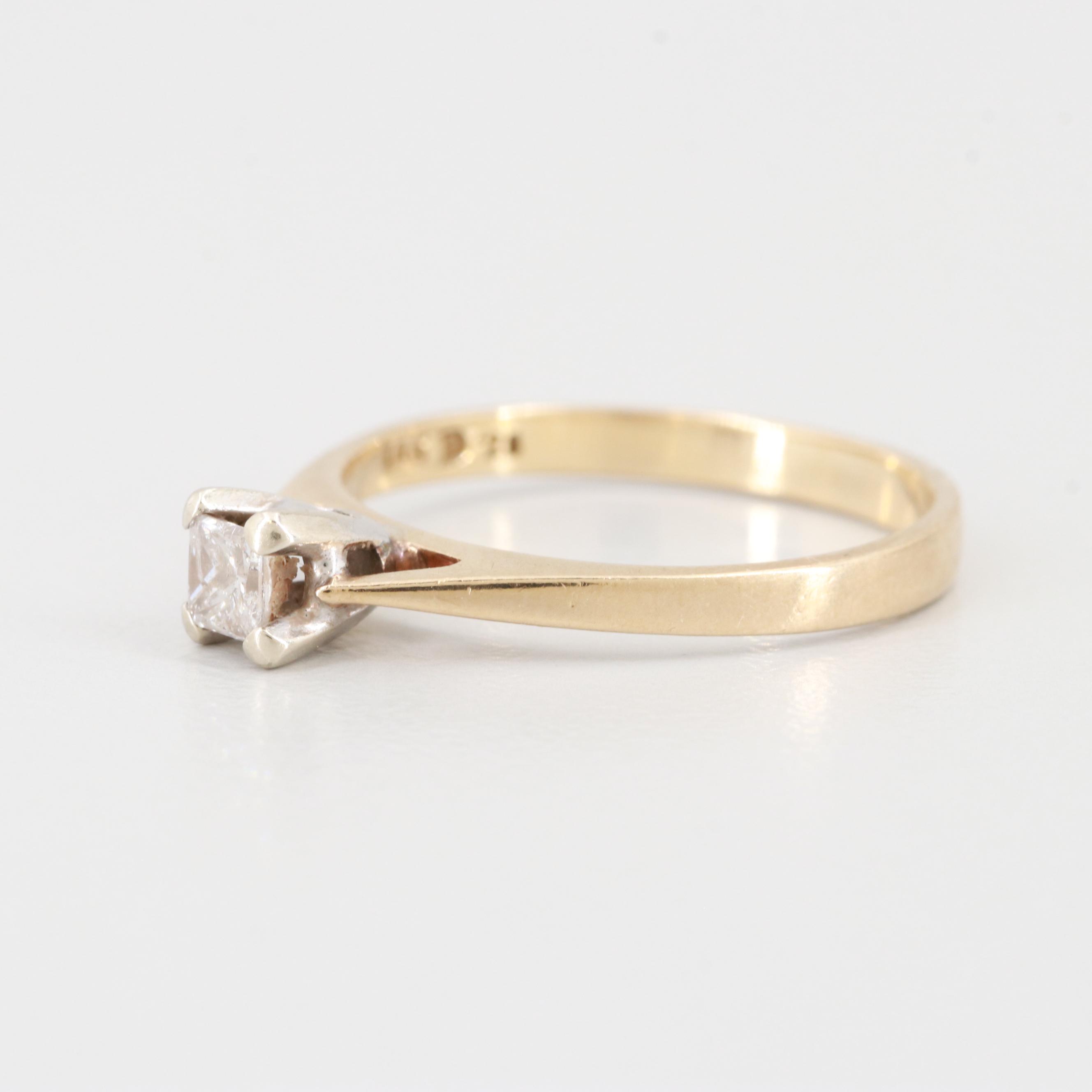 10K Yellow Gold Diamond Solitaire Ring