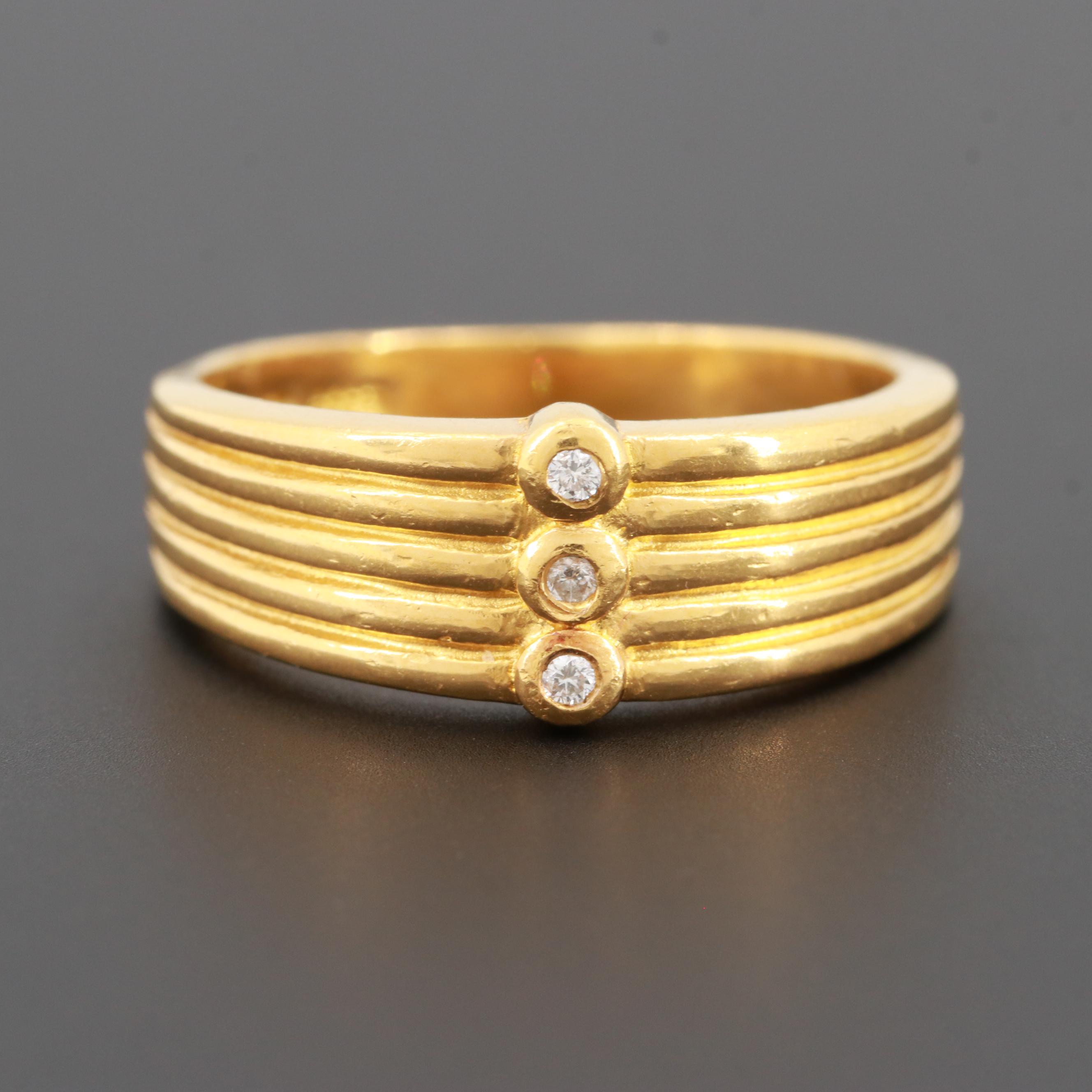 24K Yellow Gold Diamond Ring