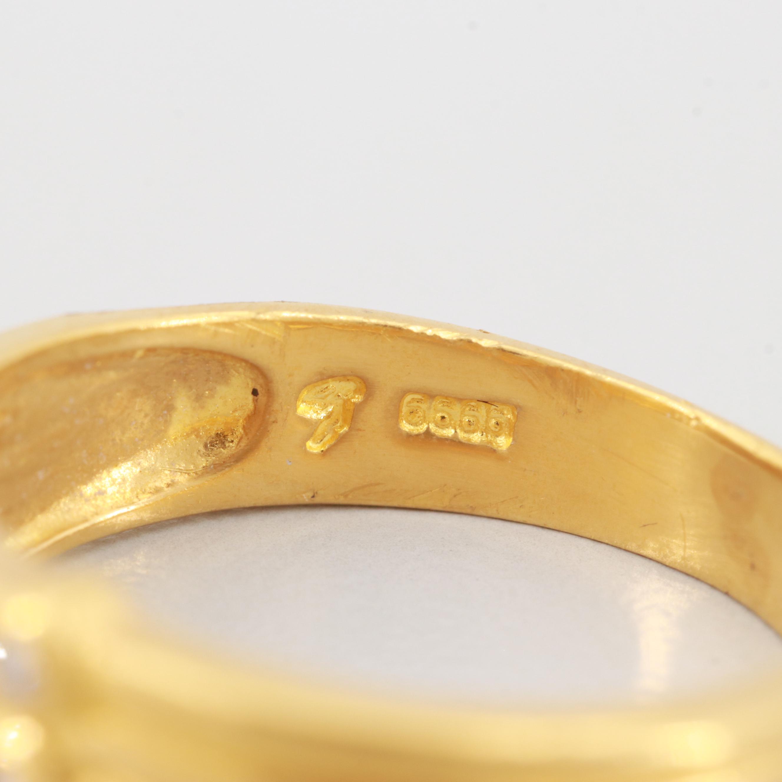 24K Yellow Gold Diamond Ring