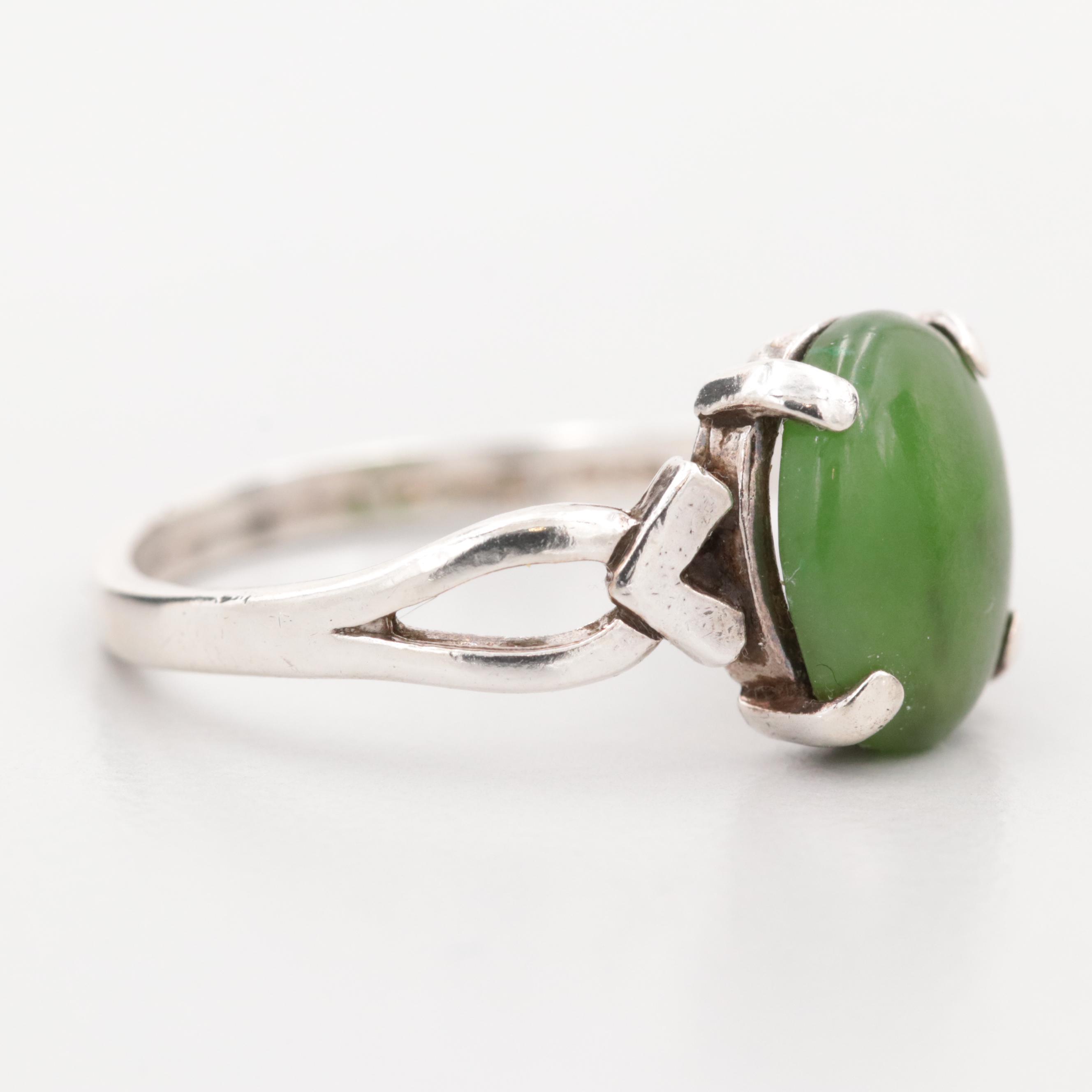 Sterling Jadeite Bracelet and Nephrite Ring with Gold Wash Bowenite Necklace