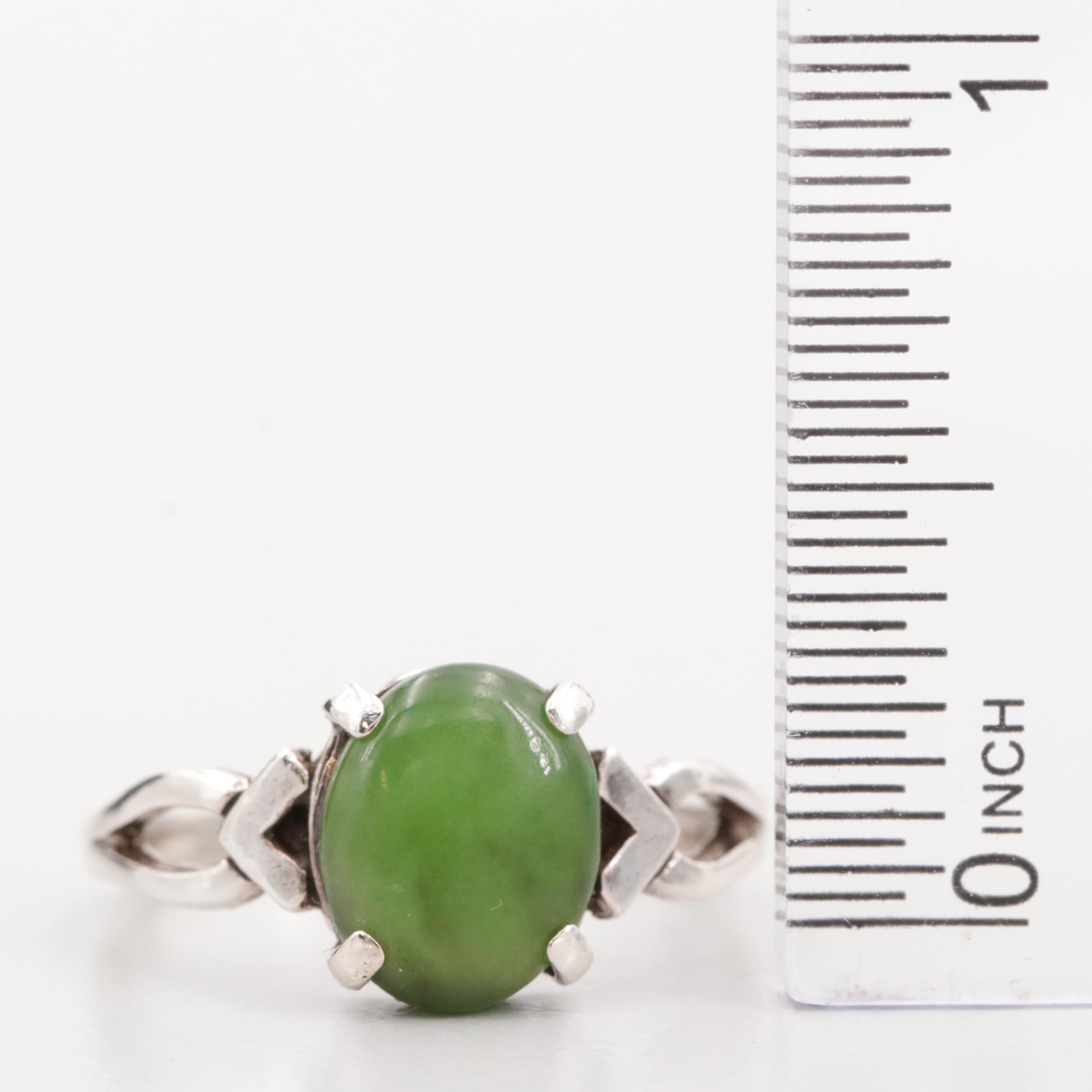 Sterling Jadeite Bracelet and Nephrite Ring with Gold Wash Bowenite Necklace