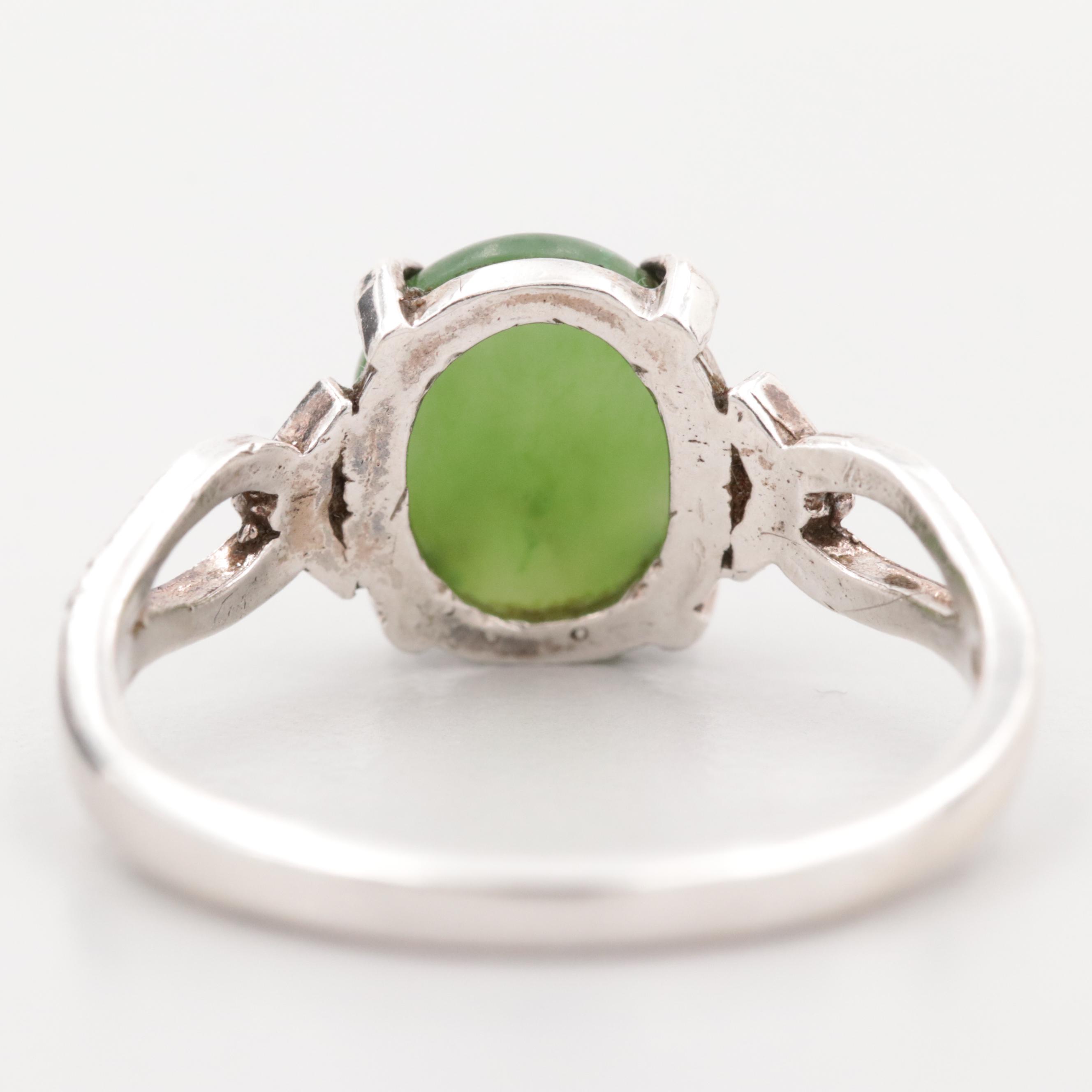 Sterling Jadeite Bracelet and Nephrite Ring with Gold Wash Bowenite Necklace
