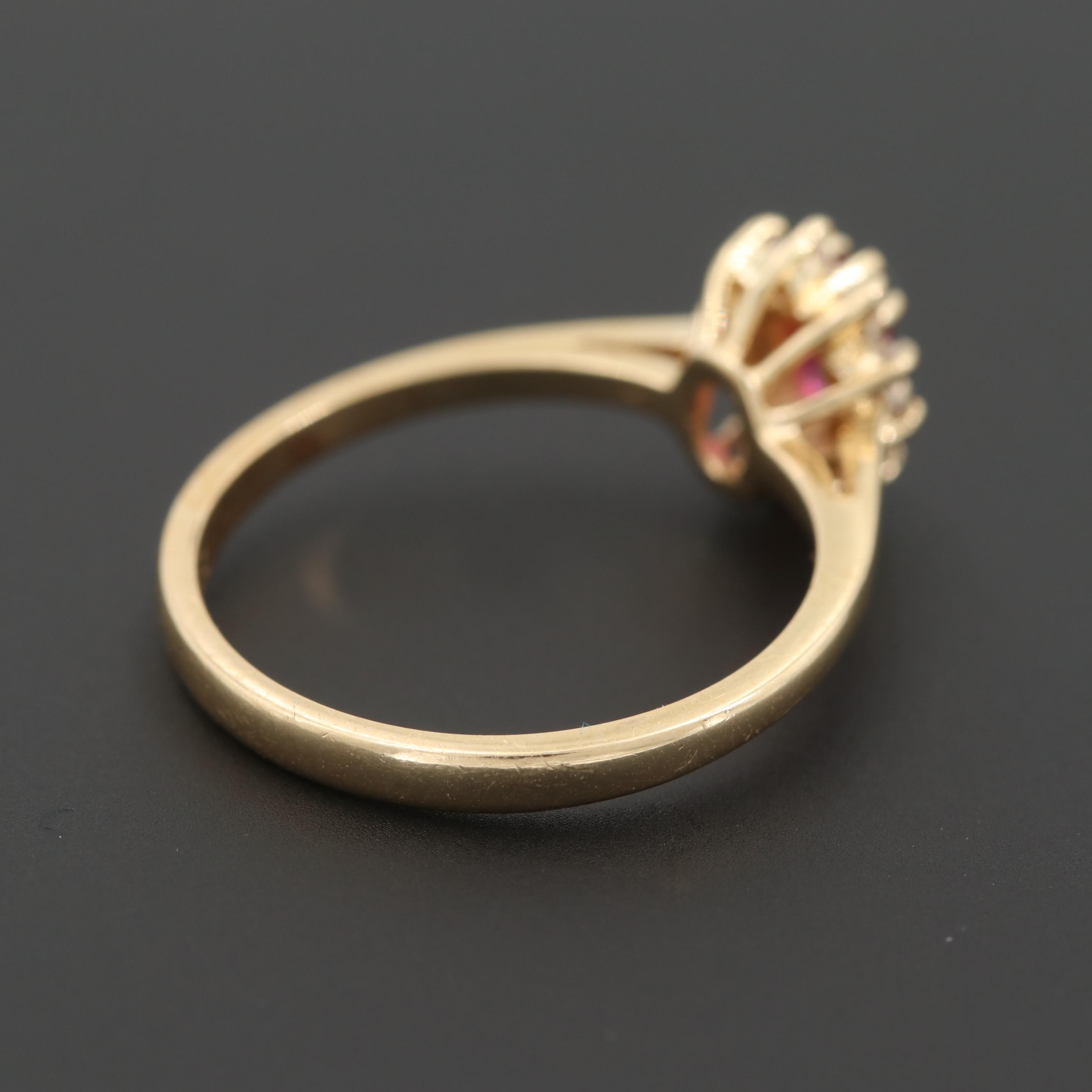 14K Yellow Gold Ruby and Diamond Ring