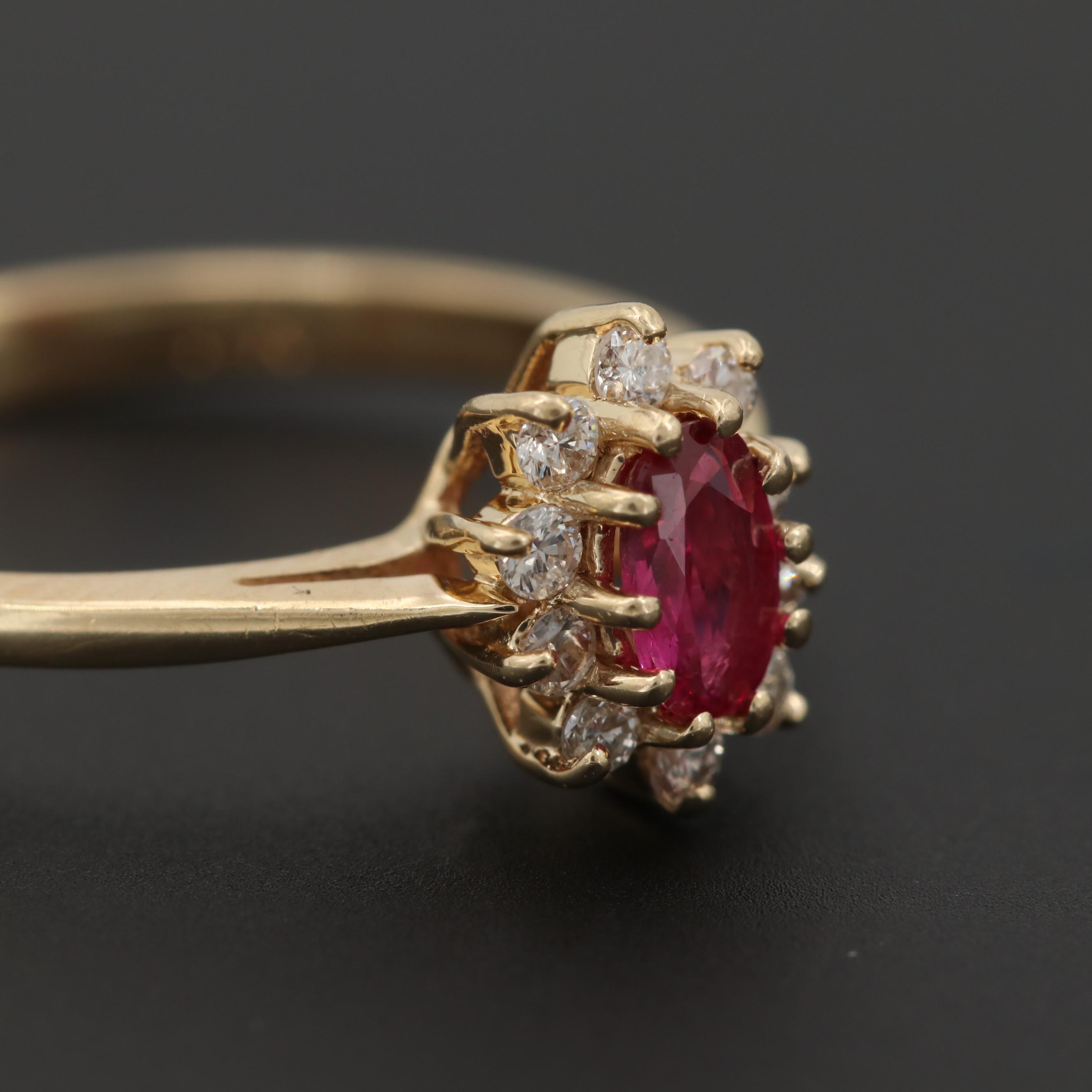 14K Yellow Gold Ruby and Diamond Ring