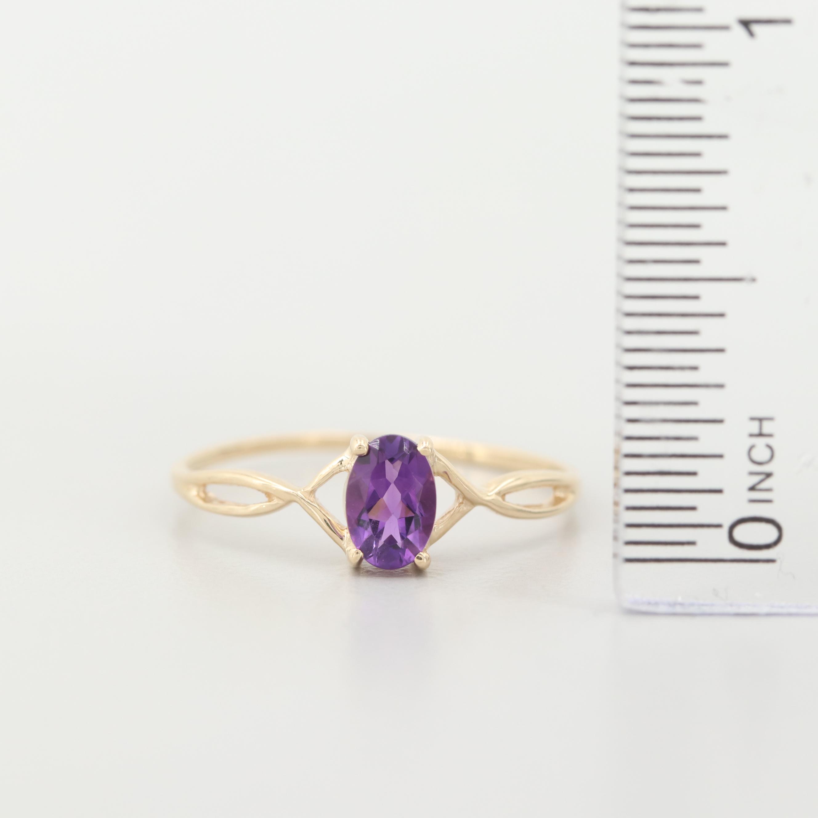 14K Yellow Gold Amethyst Ring