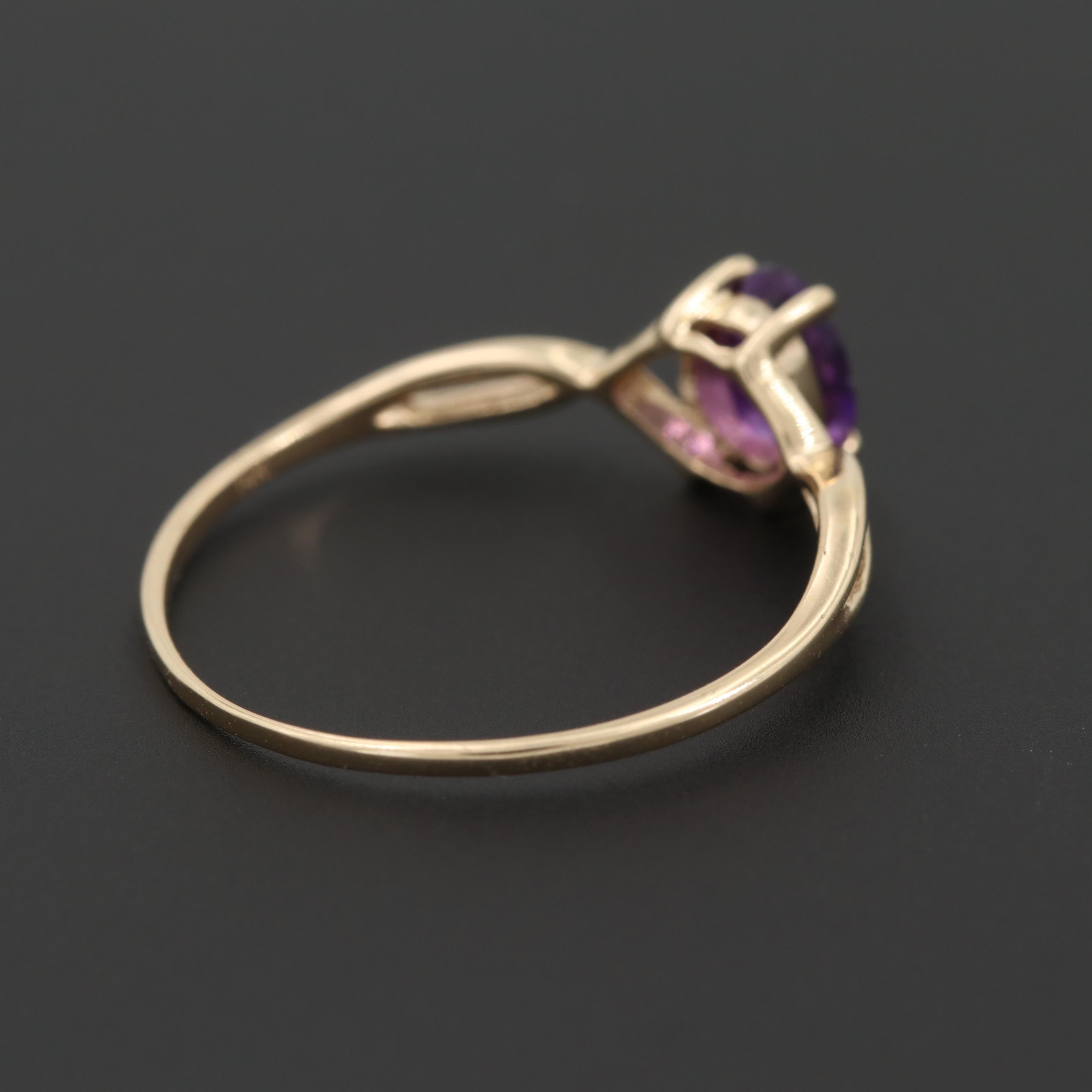 14K Yellow Gold Amethyst Ring