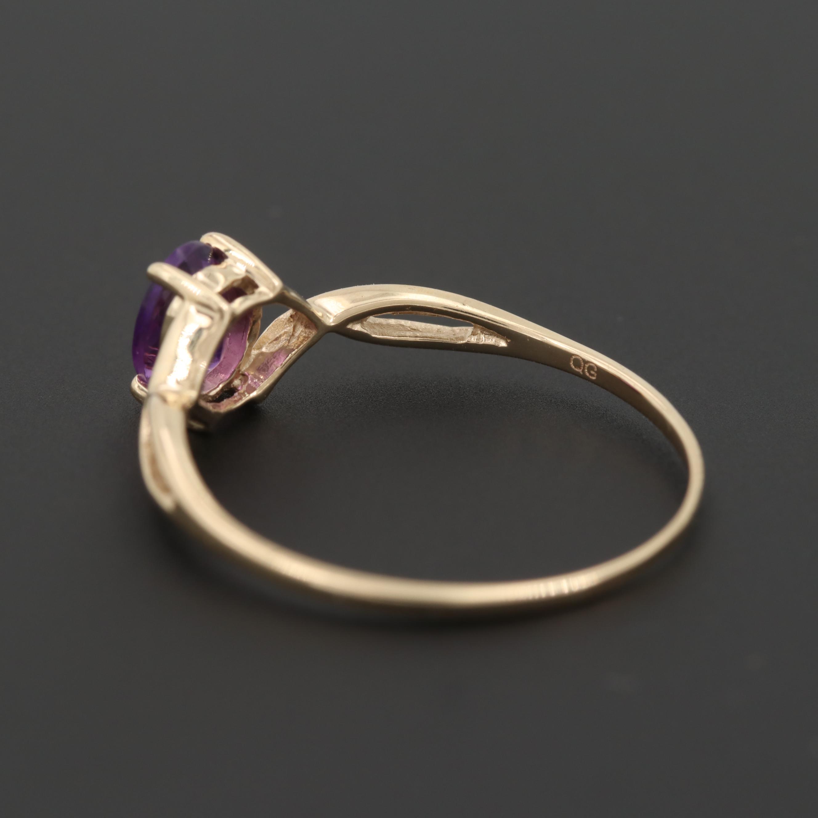 14K Yellow Gold Amethyst Ring