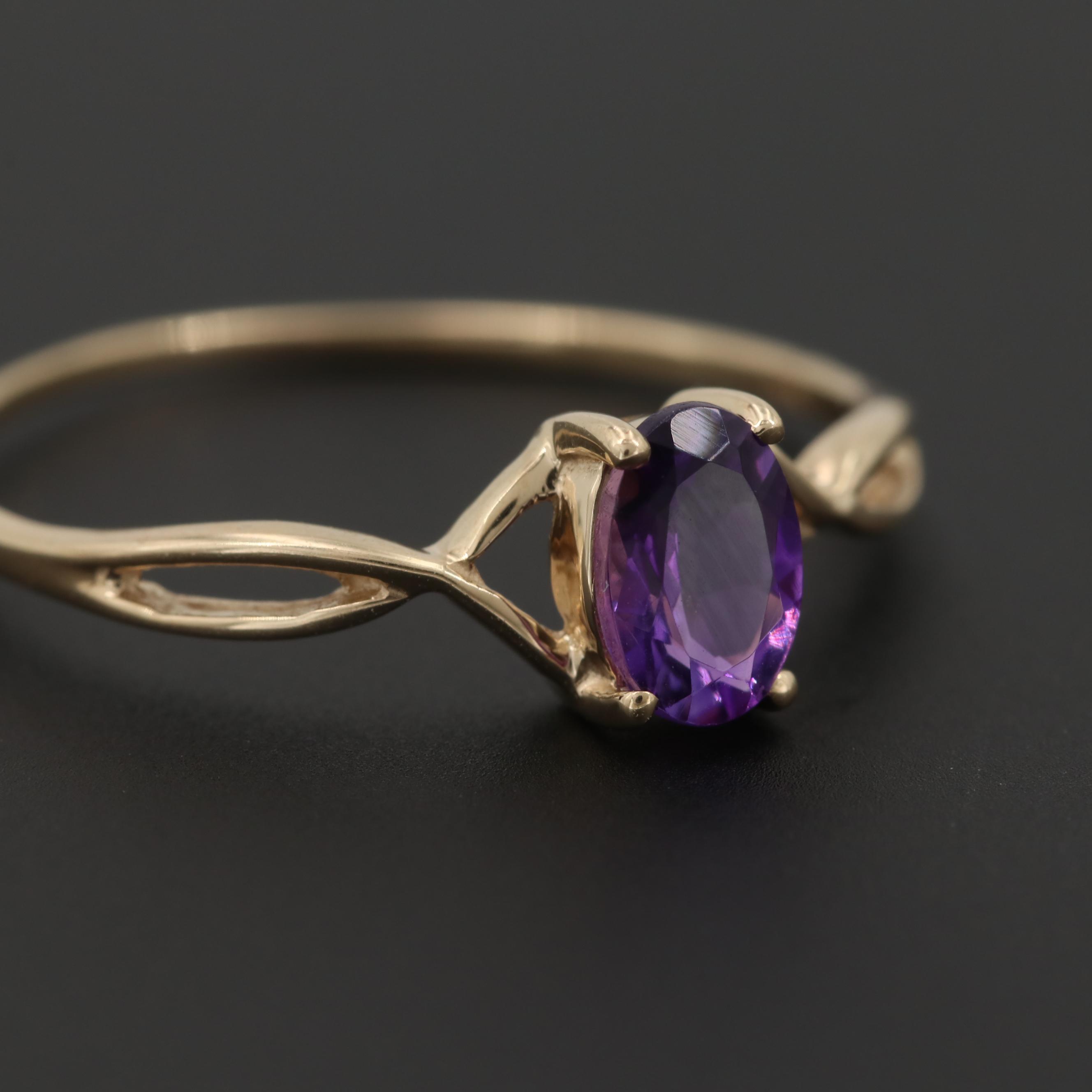 14K Yellow Gold Amethyst Ring