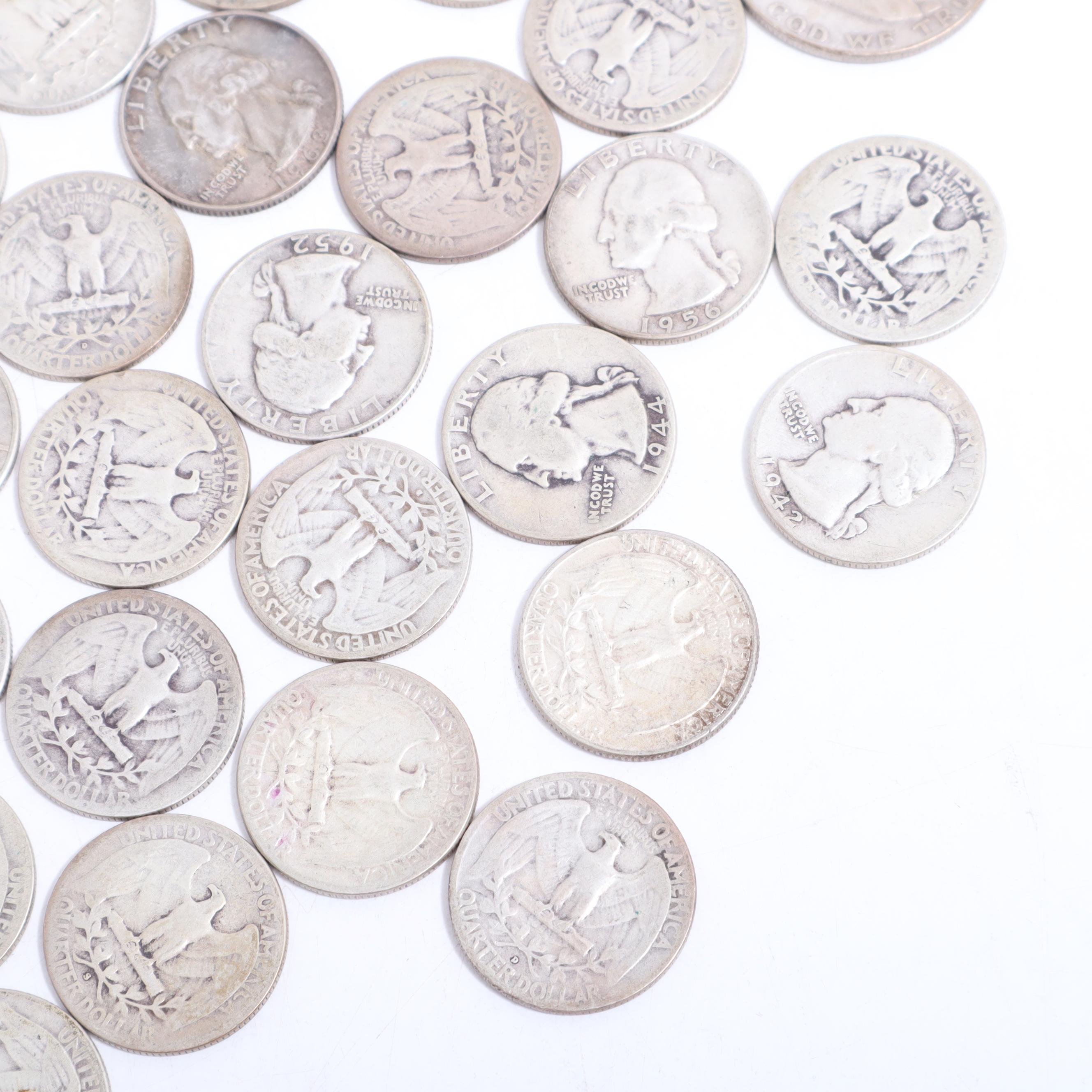 Fifty-Five Washington Silver Quarters