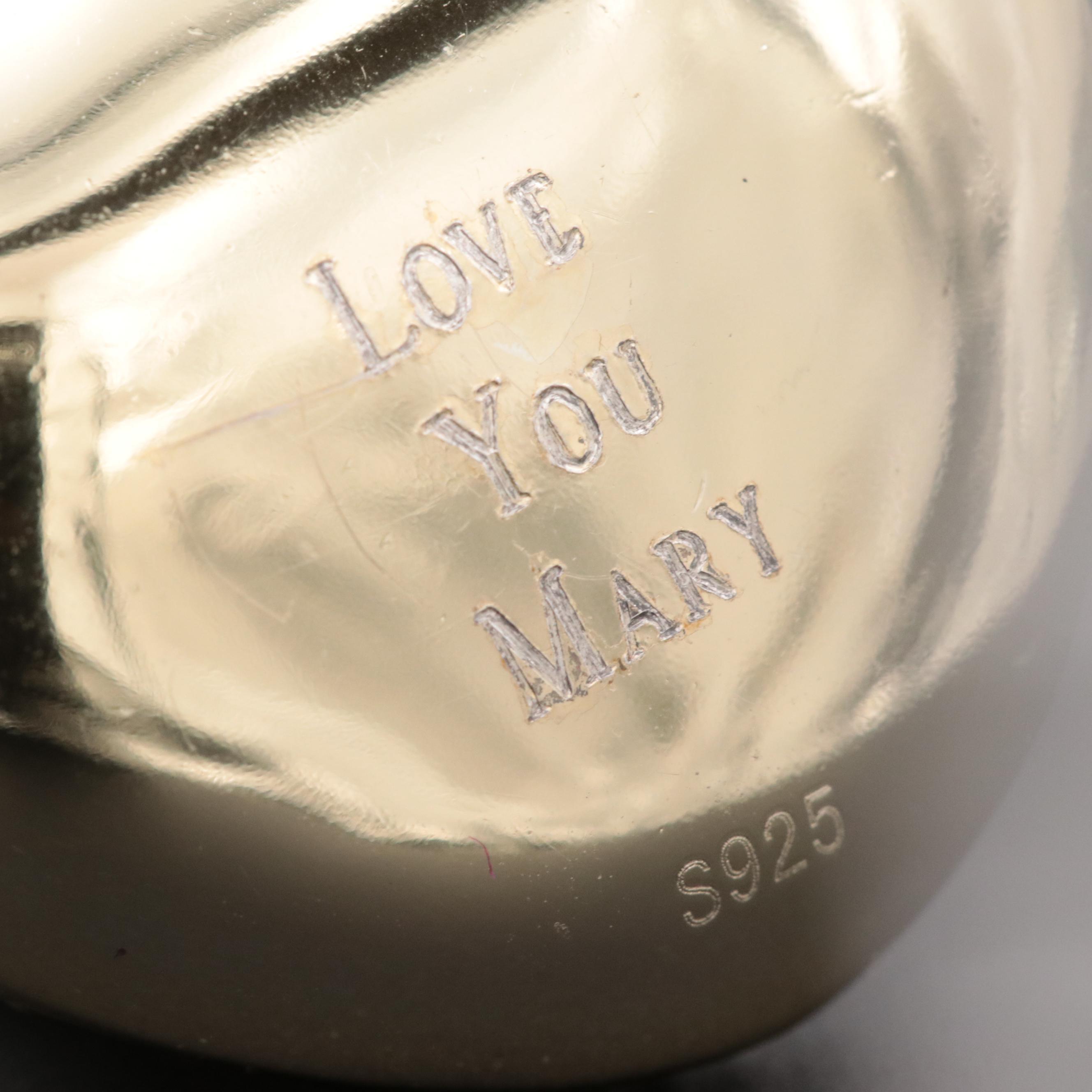 Sterling Silver Cubic Zirconia Ring and Heart Pendant with Gold Wash