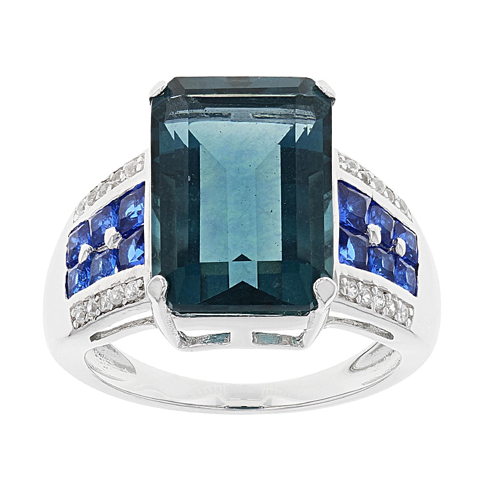 Sterling Silver Fluroite, Zircon and Lab Created Spinel Ring