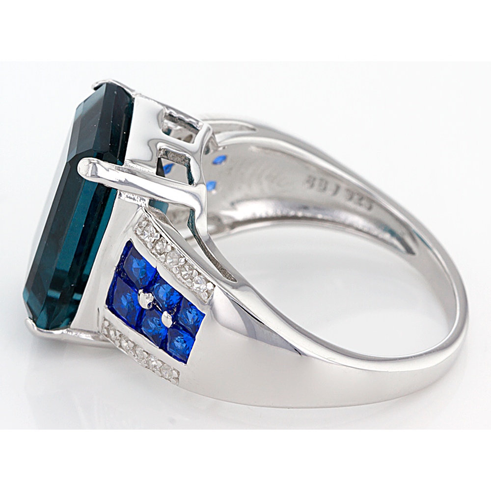 Sterling Silver Fluroite, Zircon and Lab Created Spinel Ring